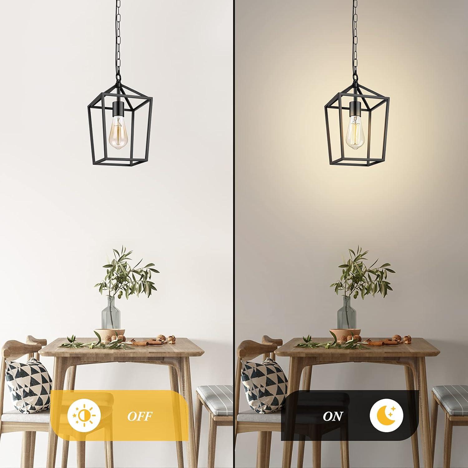 17 Stories Farmhouse Black Pendant Light for Kitchen Island Industrial Hanging Lantern Fixture