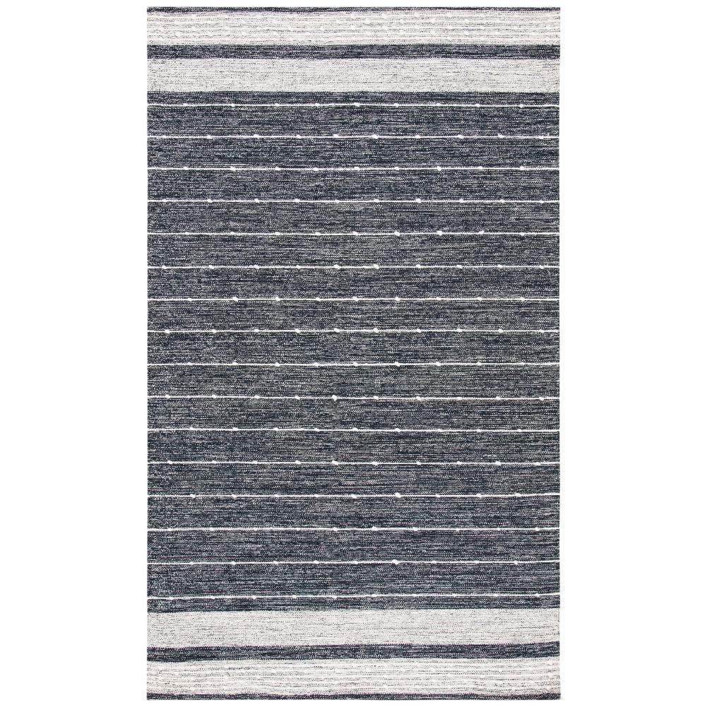Striped Kilim STK509 Hand Woven Area Rug - Black/Ivory - 4'x6' - Safavieh.
