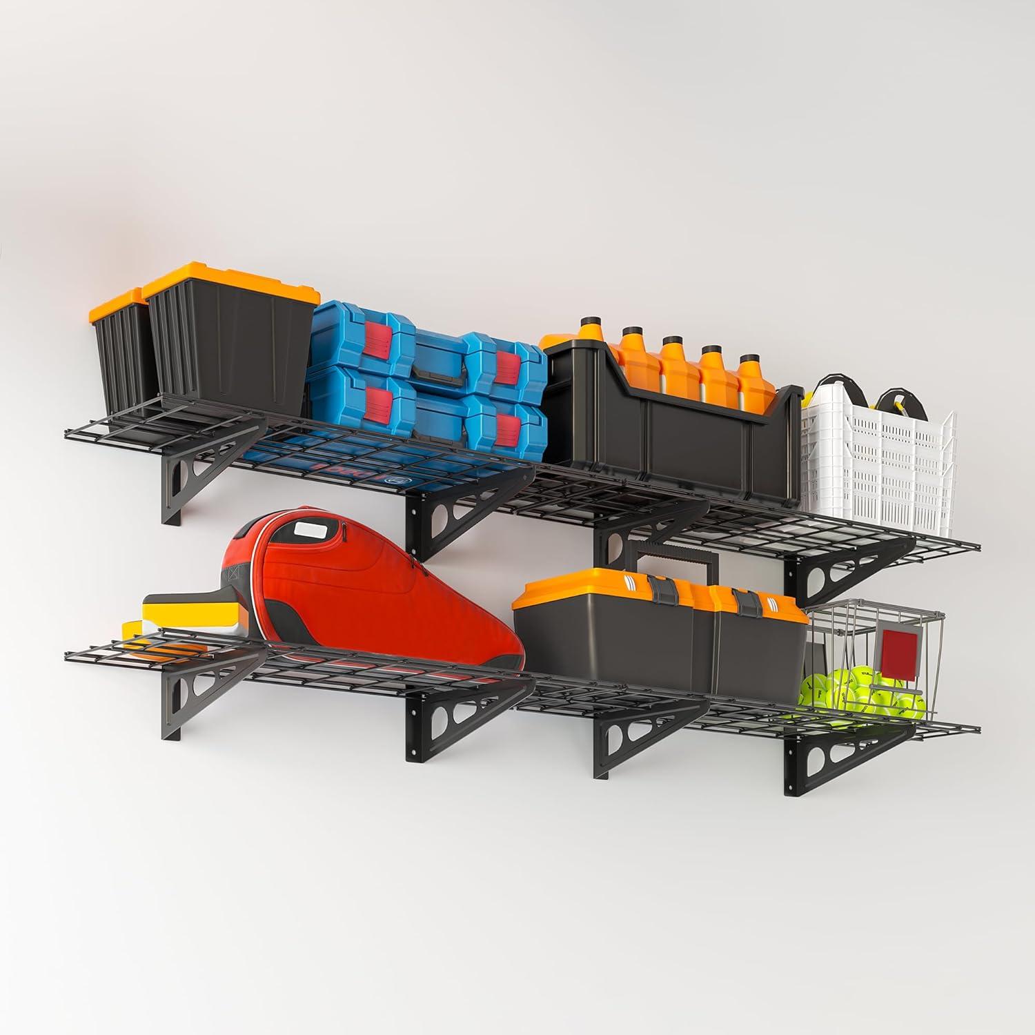 Garvee 2-Pack 1x6ft Garage Wall Shelving, Garage Storage Wall Garage Shelves for Wall Storage, 600lbs Load Capacity, 12-inch-by-72-inch