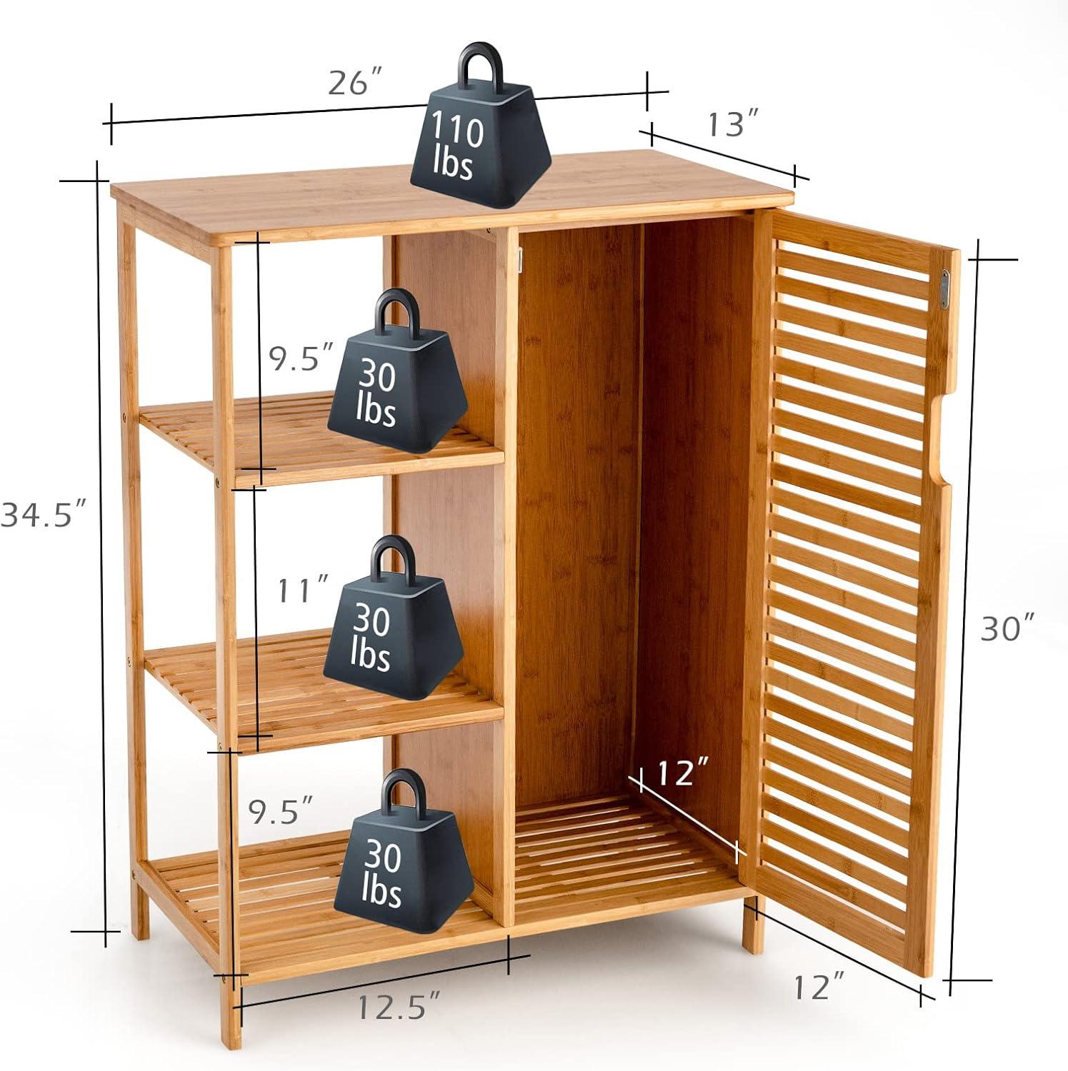 Kadyn Bathroom Cabinet, Storage Cabinet, Bathroom Storage Unit,Bamboo Bathroom Storage Cabinet with Single Door-Natural