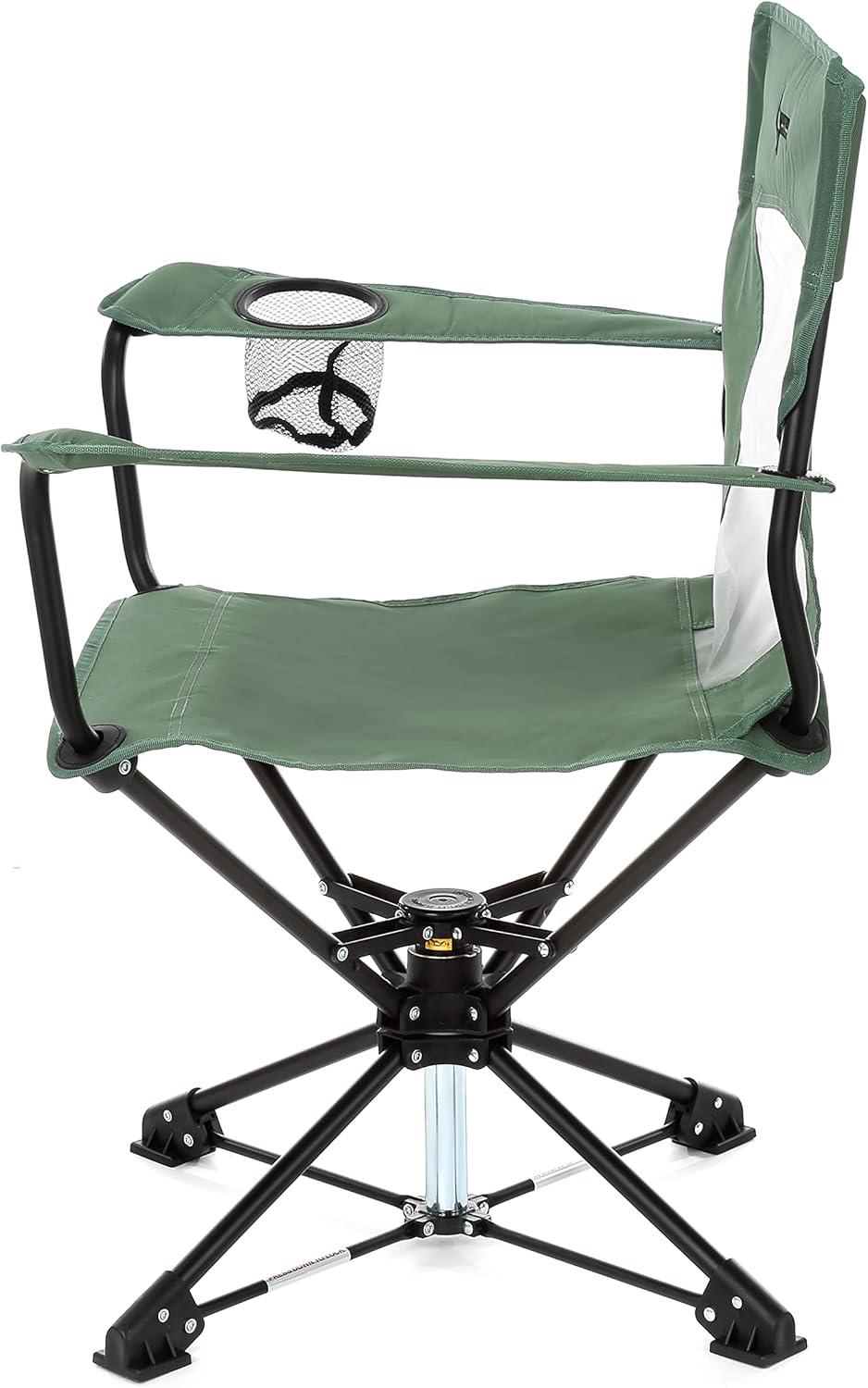 Green 360° Swivel Hunting Chair with Armrests and Mesh