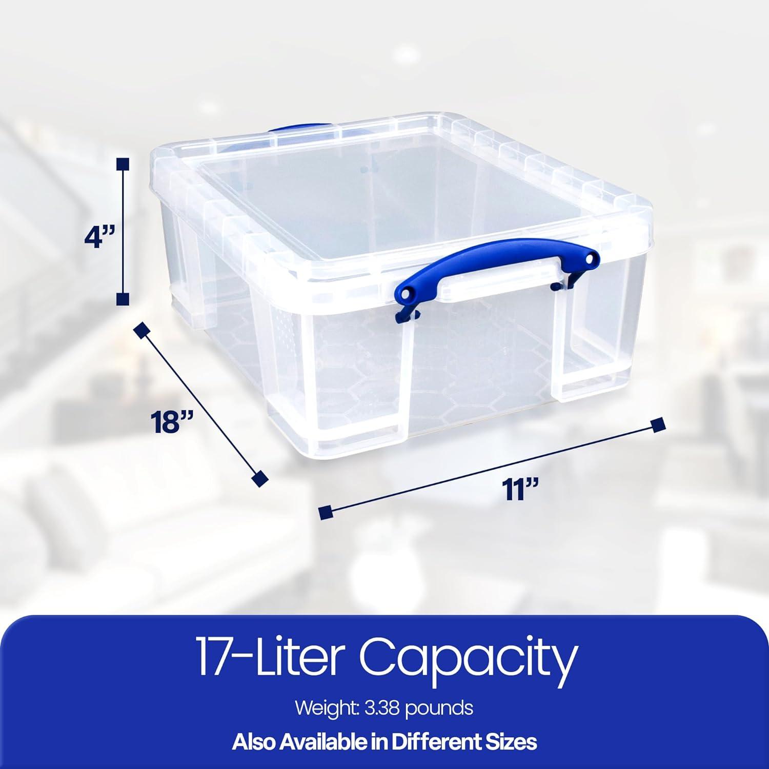 Clear Stackable Plastic Storage Box with Lid and Clip Lock Handles