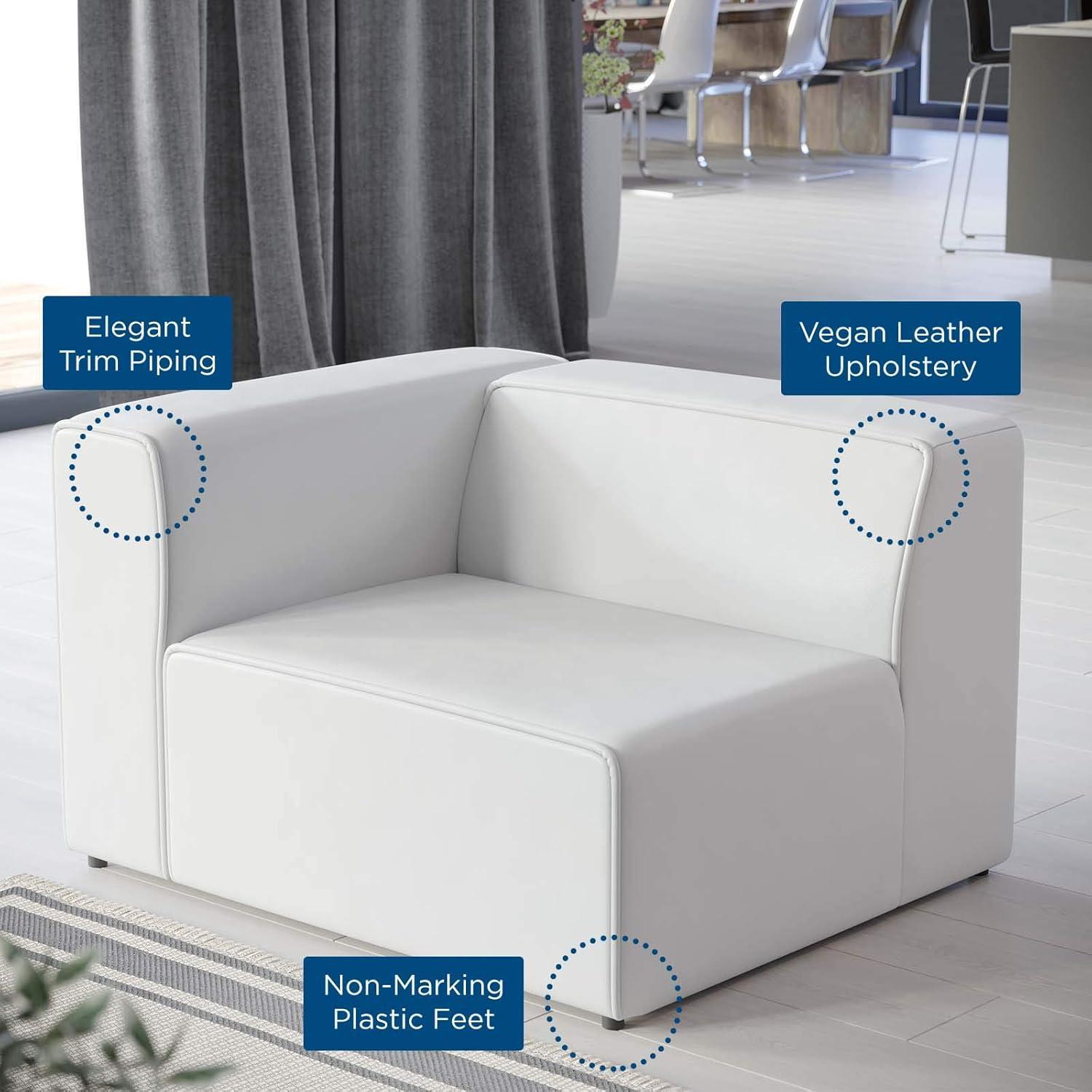 Mingle Vegan Leather Left Armchair White - Modway