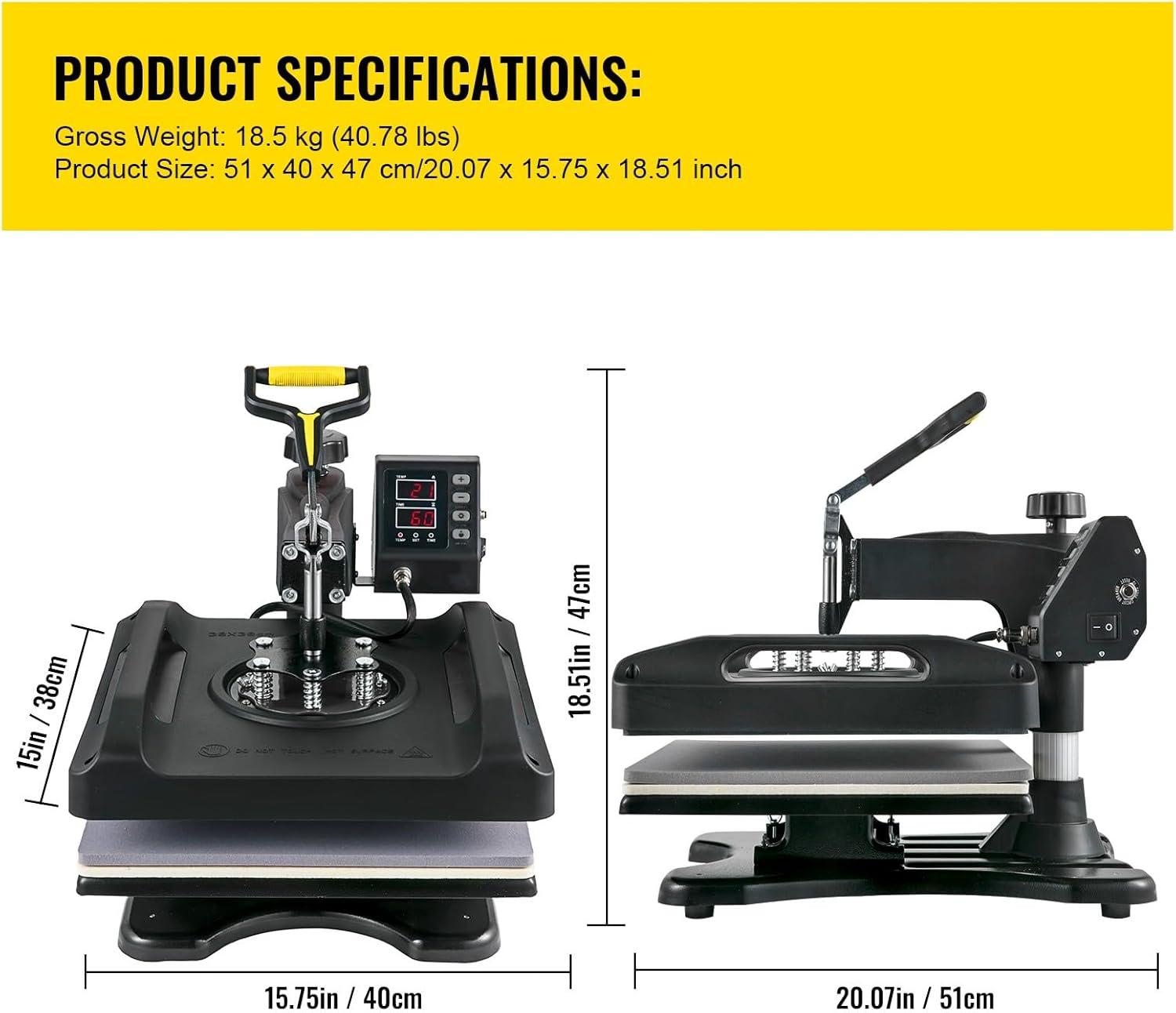 VEVOR Heat Press Machine, 8in1 Heat Press, 800W Sublimation Machine