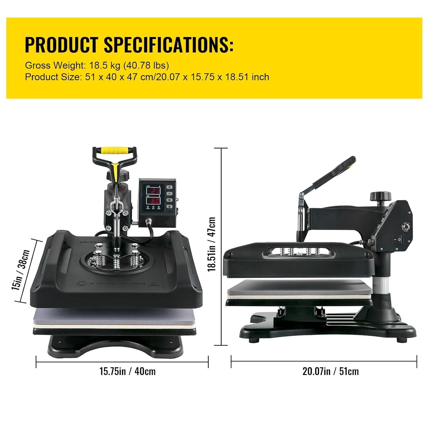 VEVOR Heat Press Machine, 8in1 Heat Press, 800W Sublimation Machine