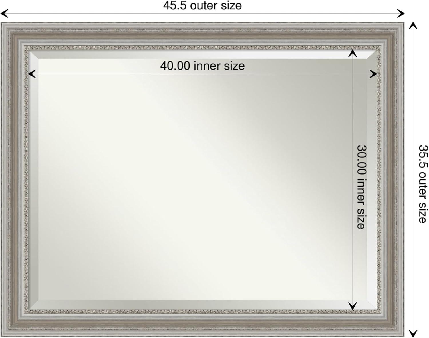 46" x 36" Parlor Framed Wall Mirror Silver - Amanti Art: Modern Beveled, No Assembly Required