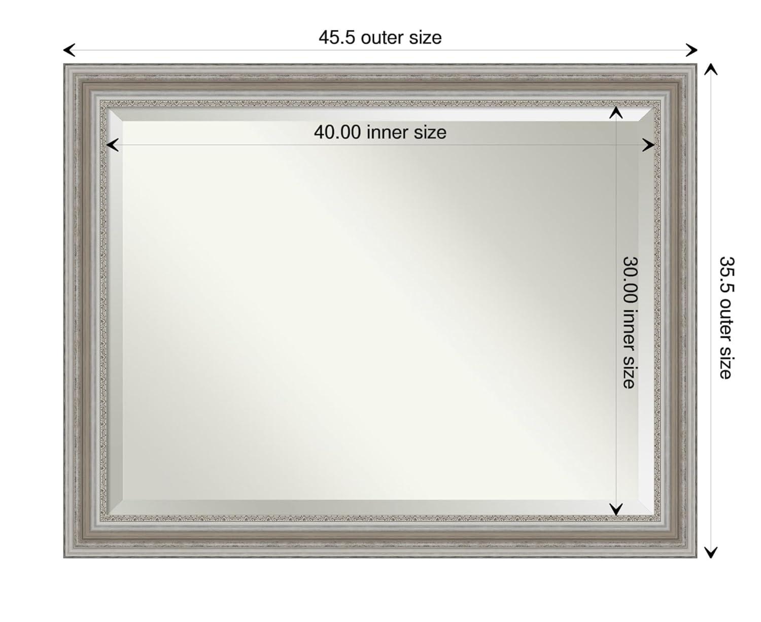 46" x 36" Parlor Framed Wall Mirror Silver - Amanti Art: Modern Beveled, No Assembly Required