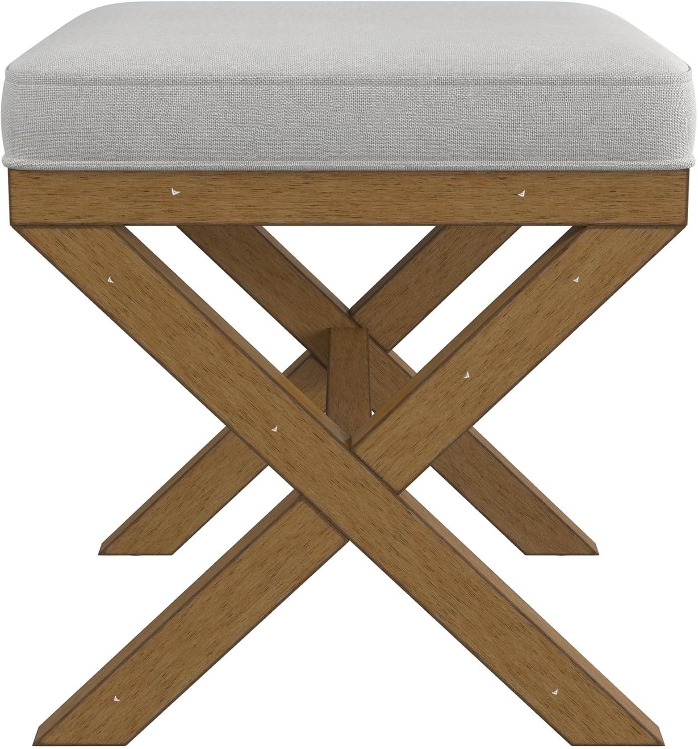 Hillsdale Furniture 18.5" Somerset Backless Wood Vanity Stool Fog: Padded Ottoman Bench, Polyester Upholstery
