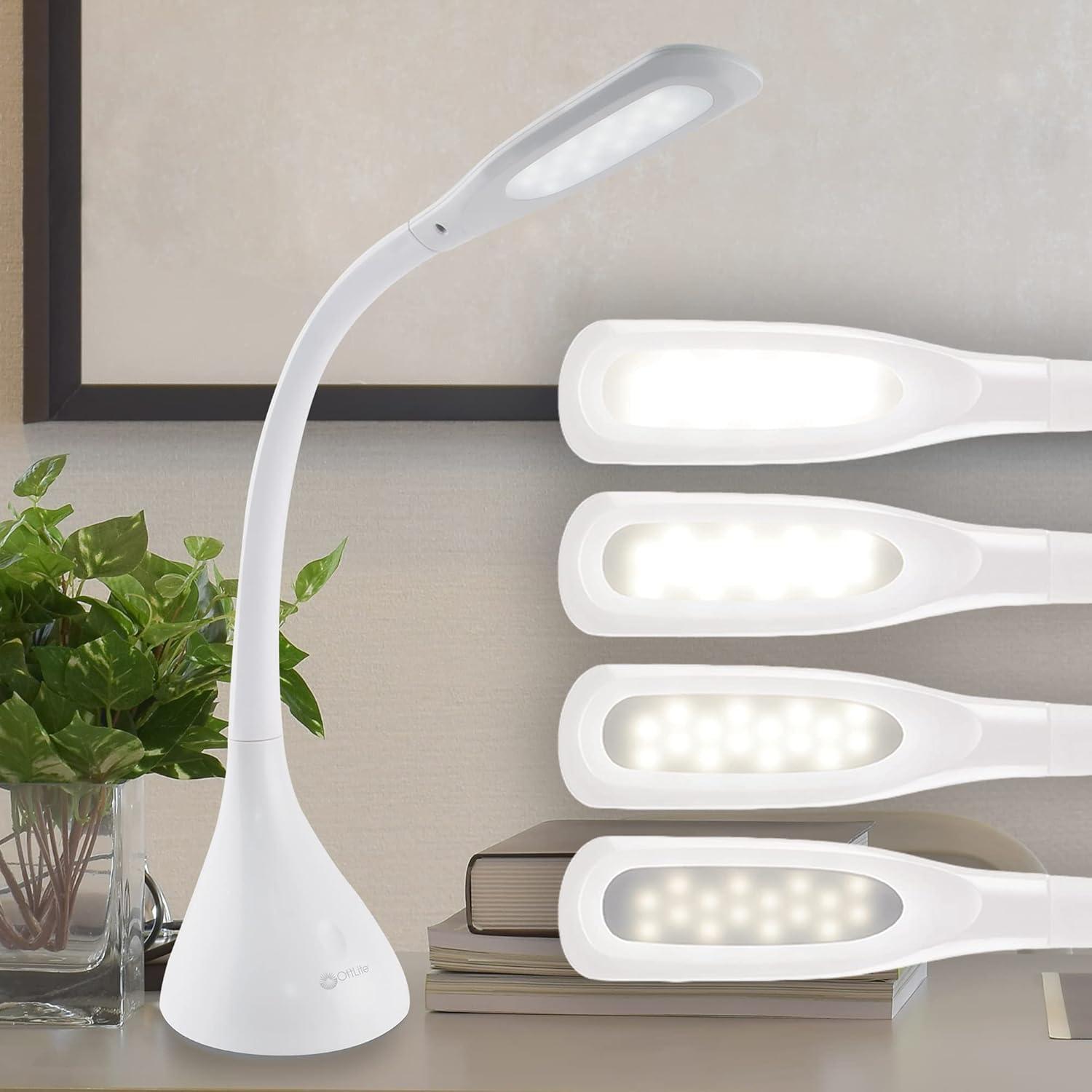 14" Creative Curves Desk Desk Lamp White (Includes LED Light Bulb) - OttLite