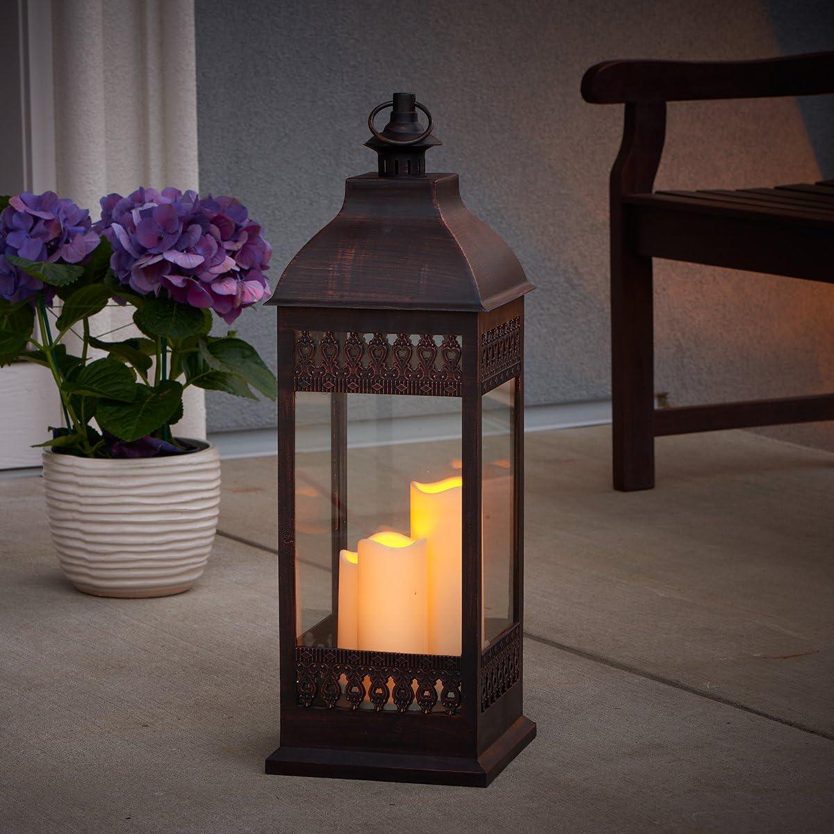 San Nicola Triple LED Candle Lantern - Bronze