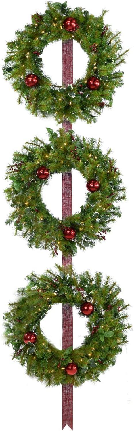 Homestead Newberry Pine Faux Lighted Berry Wreath