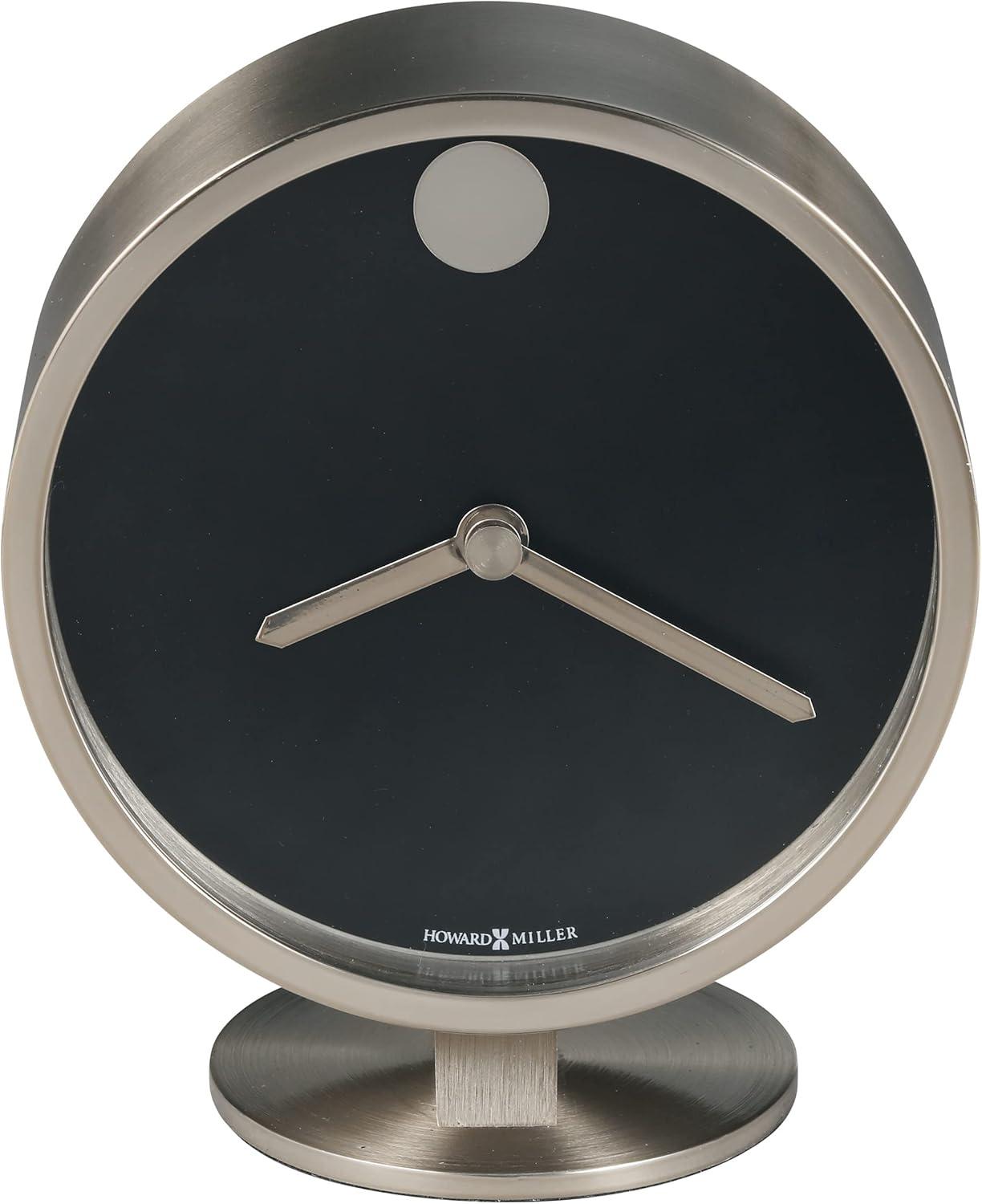 Aurora Modern & Contemporary Analog Metal Quartz Movement / Crystal Tabletop Clock in Nickel