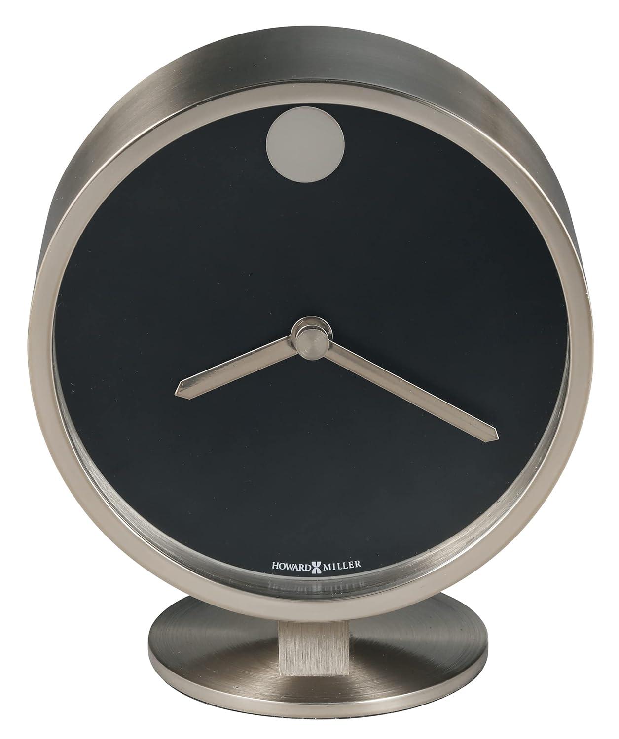 Howard Miller® Aurora Modern & Contemporary Analog Glass, Felt, Metal Quartz Movement / Crystal Tabletop Clock in Nickel
