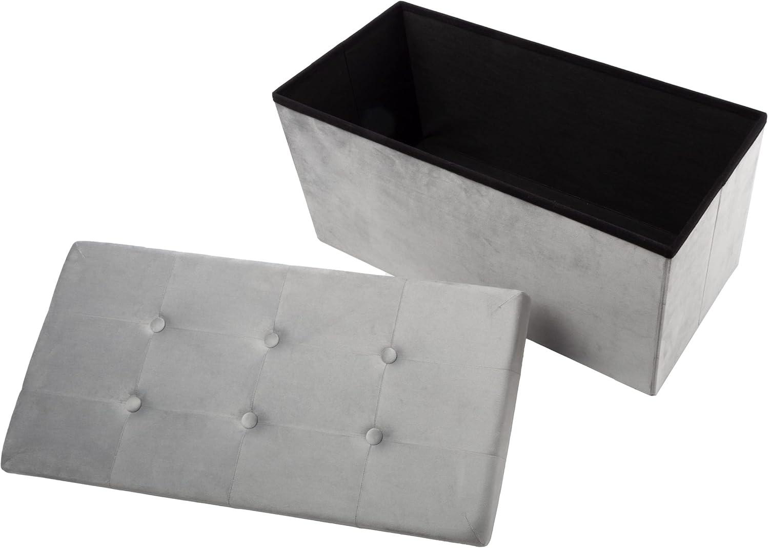 Lavish Home Velvet Tufted Storage Ottoman