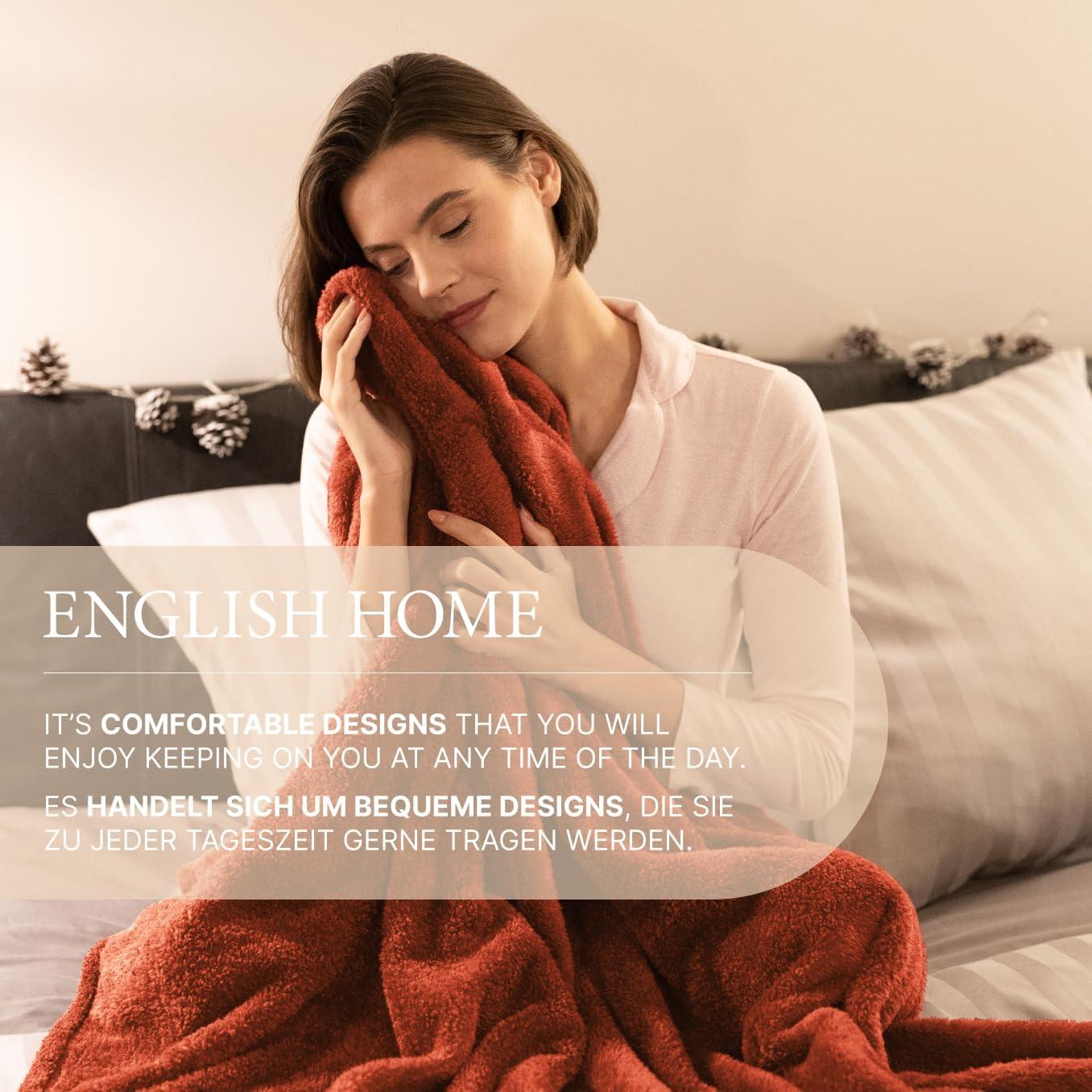 English Home Terracotta Fleece Throw, 51" x 67"