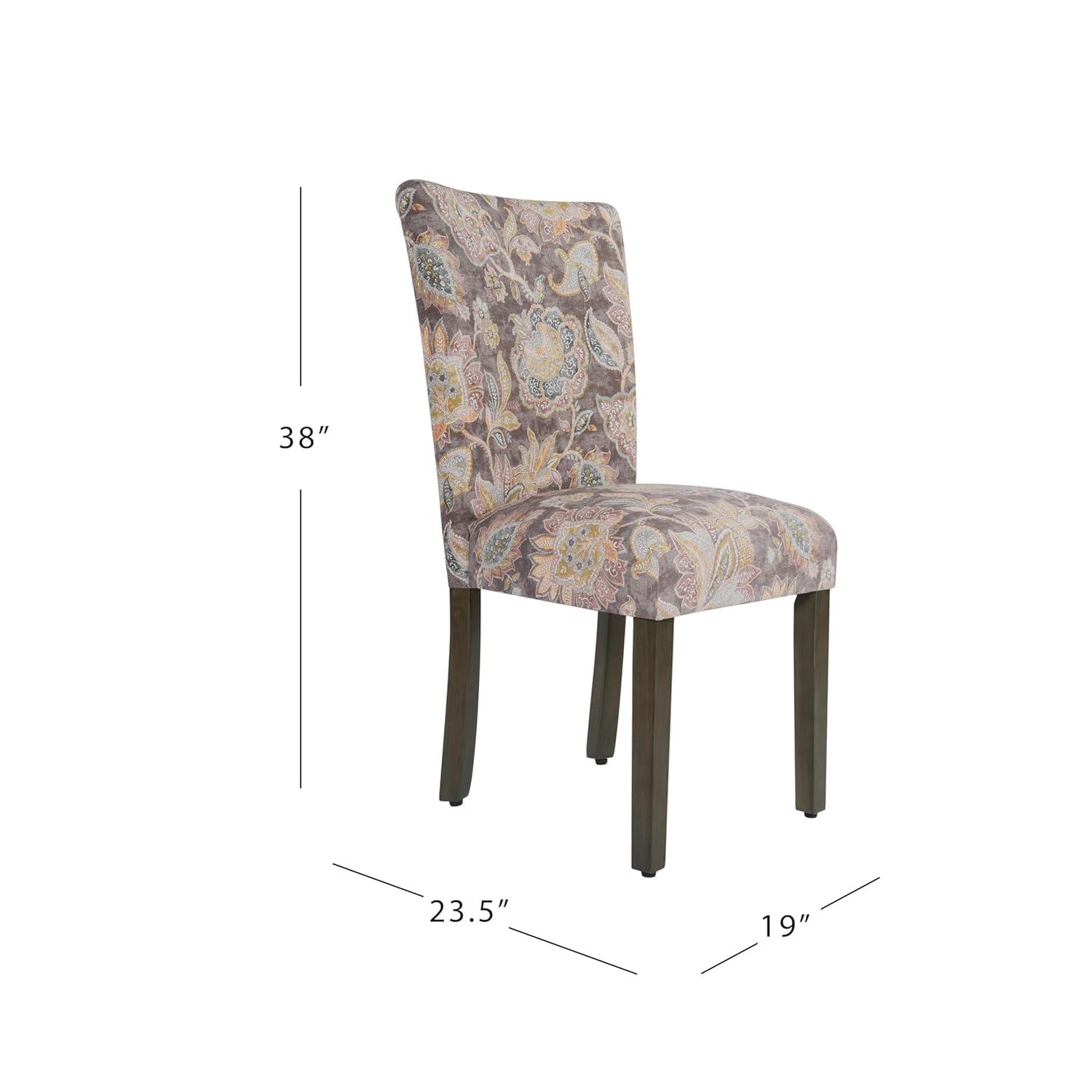 HomePop Parsons Classic Upholstered Accent Dining Chair, Set of 2, Multicolor Gray Floral