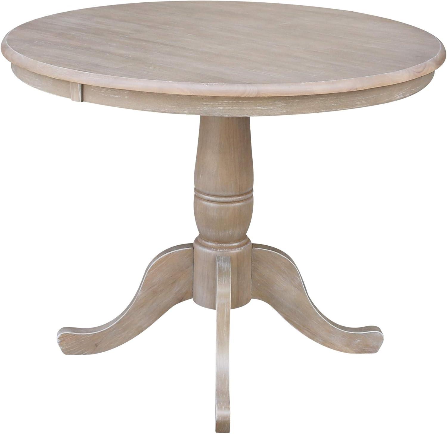 36" Round Gray Taupe Wood Pedestal Dining Table