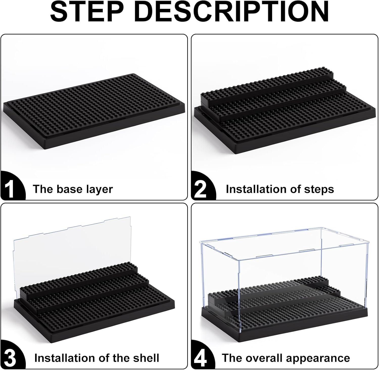 Display Case for Minifigure Action Figures Blocks, Removable Acrylic Display Box Storage for Collection Bricks Blocks Toys Models Minifigures