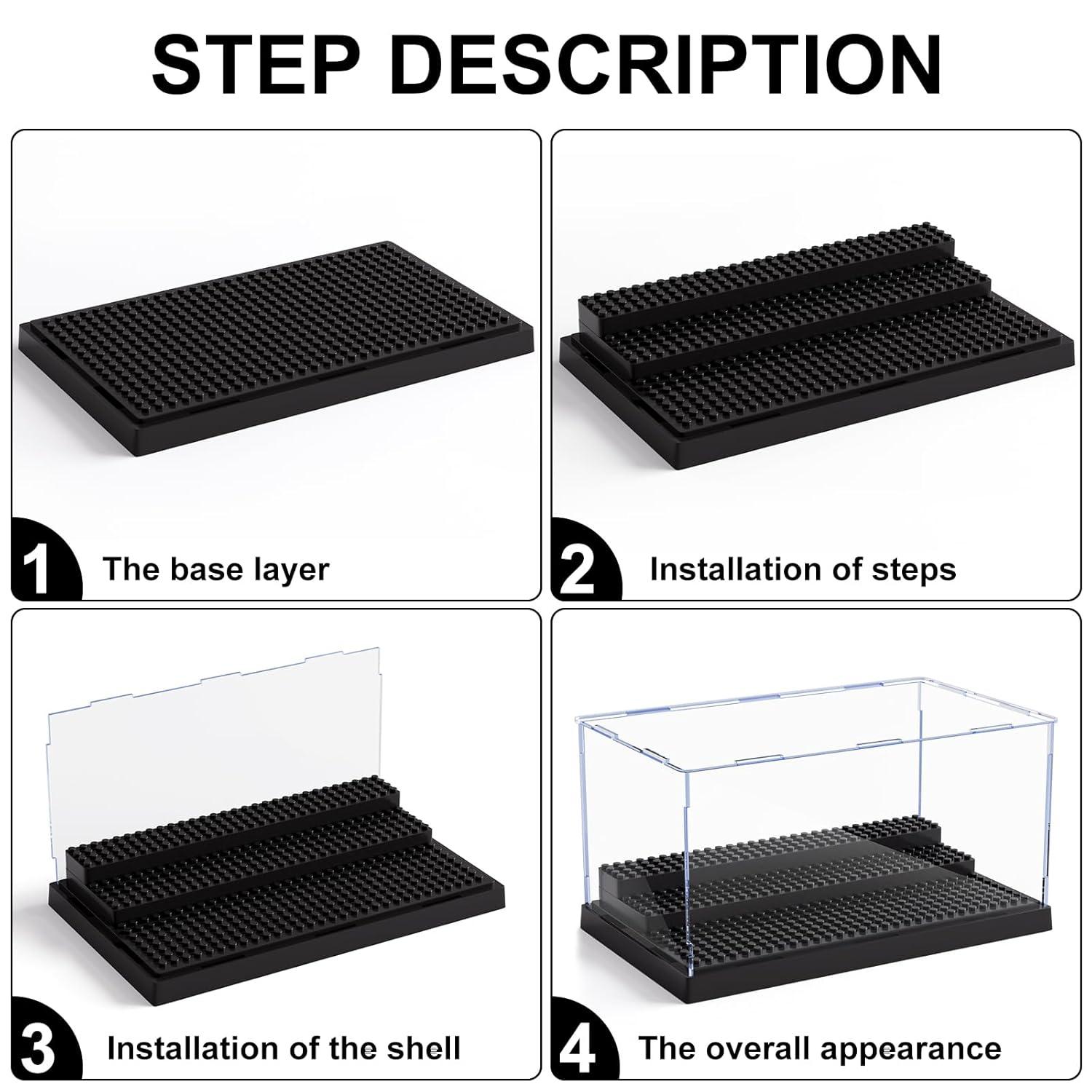 Display Case for Minifigure Action Figures Blocks, Removable Acrylic Display Box Storage for Collection Bricks Blocks Toys Models Minifigures