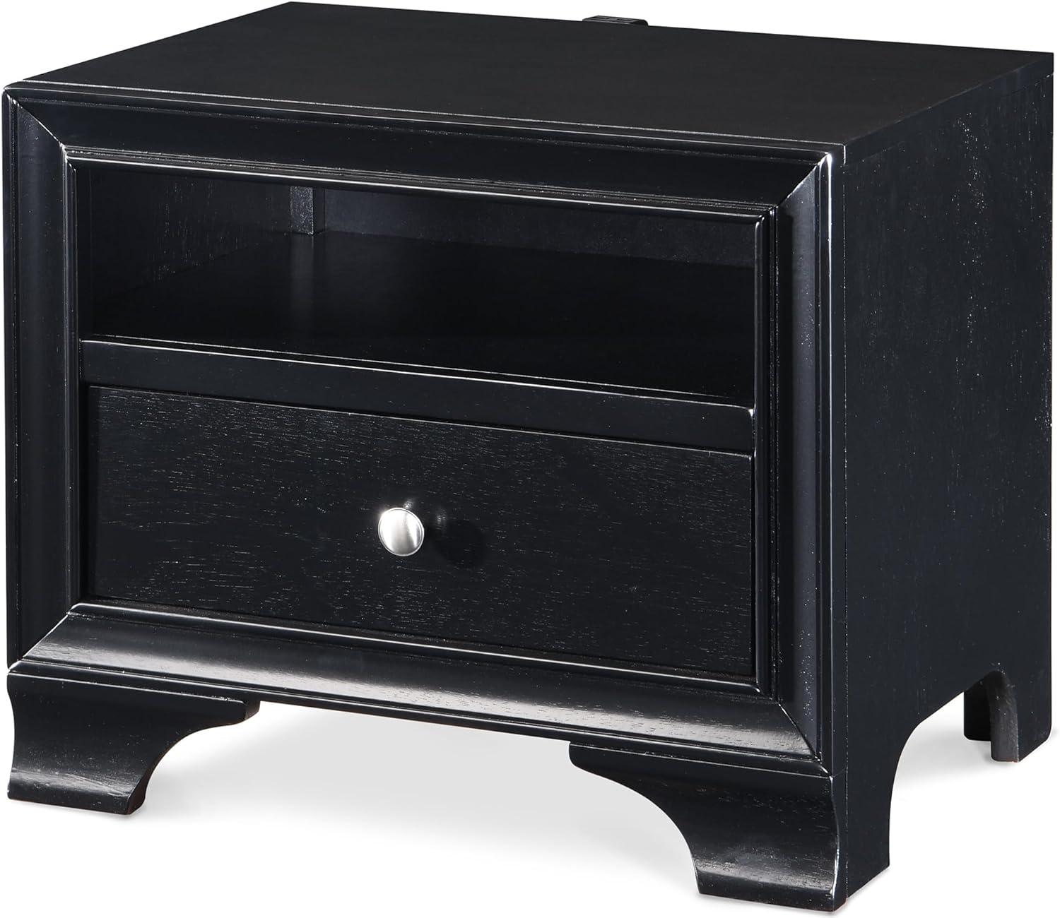 ClickDecor Edmond Wood 1-Drawer Nightstand with Charging Station