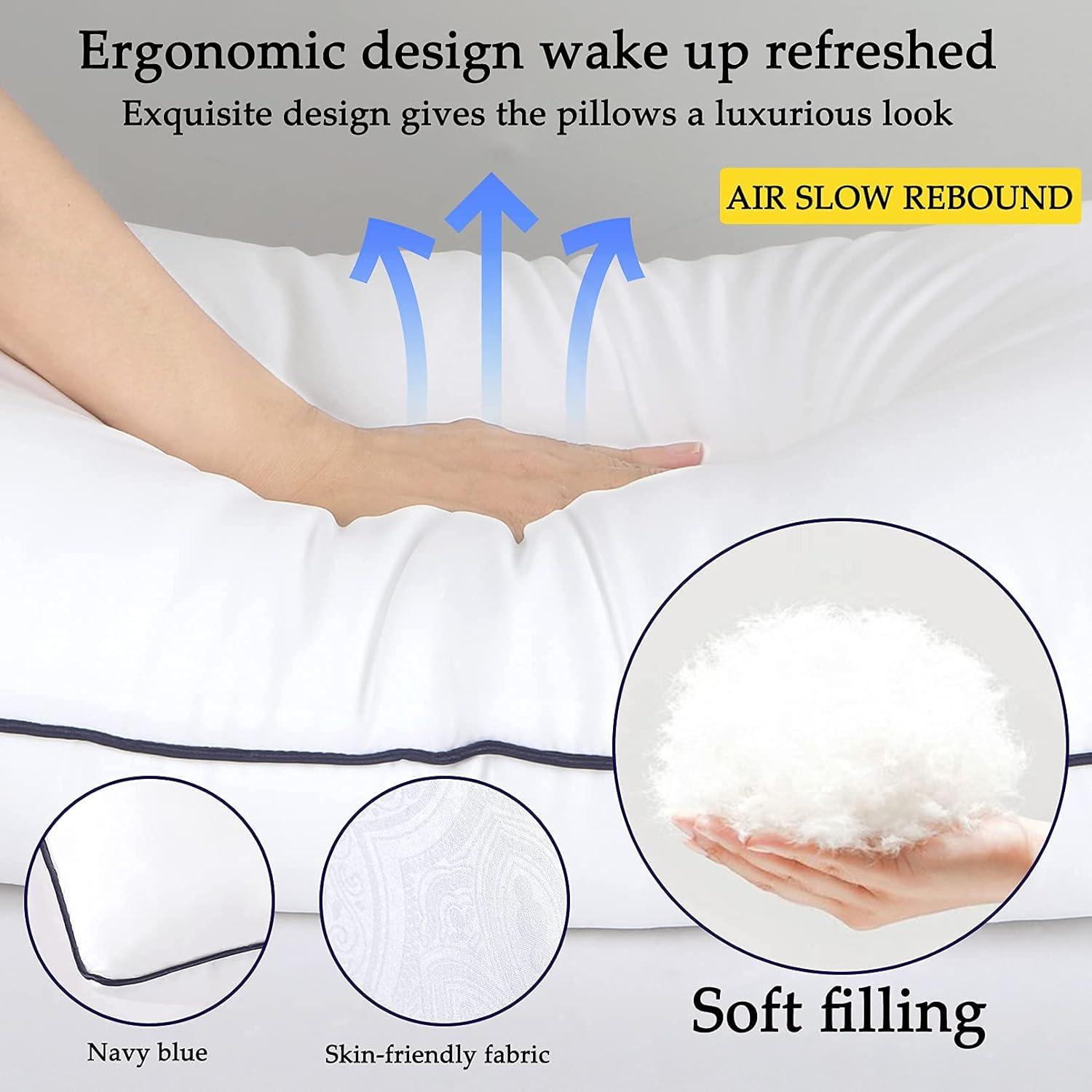 Queen Size White Microfiber Plush Bed Pillows Set