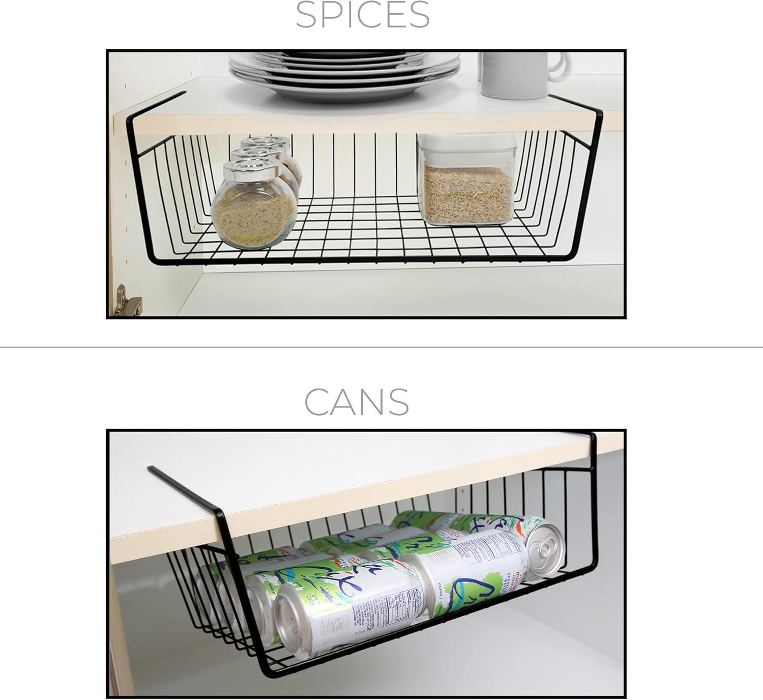 Smart Design Undershelf Storage Basket - Medium - 16 x 5.5 inch - Black