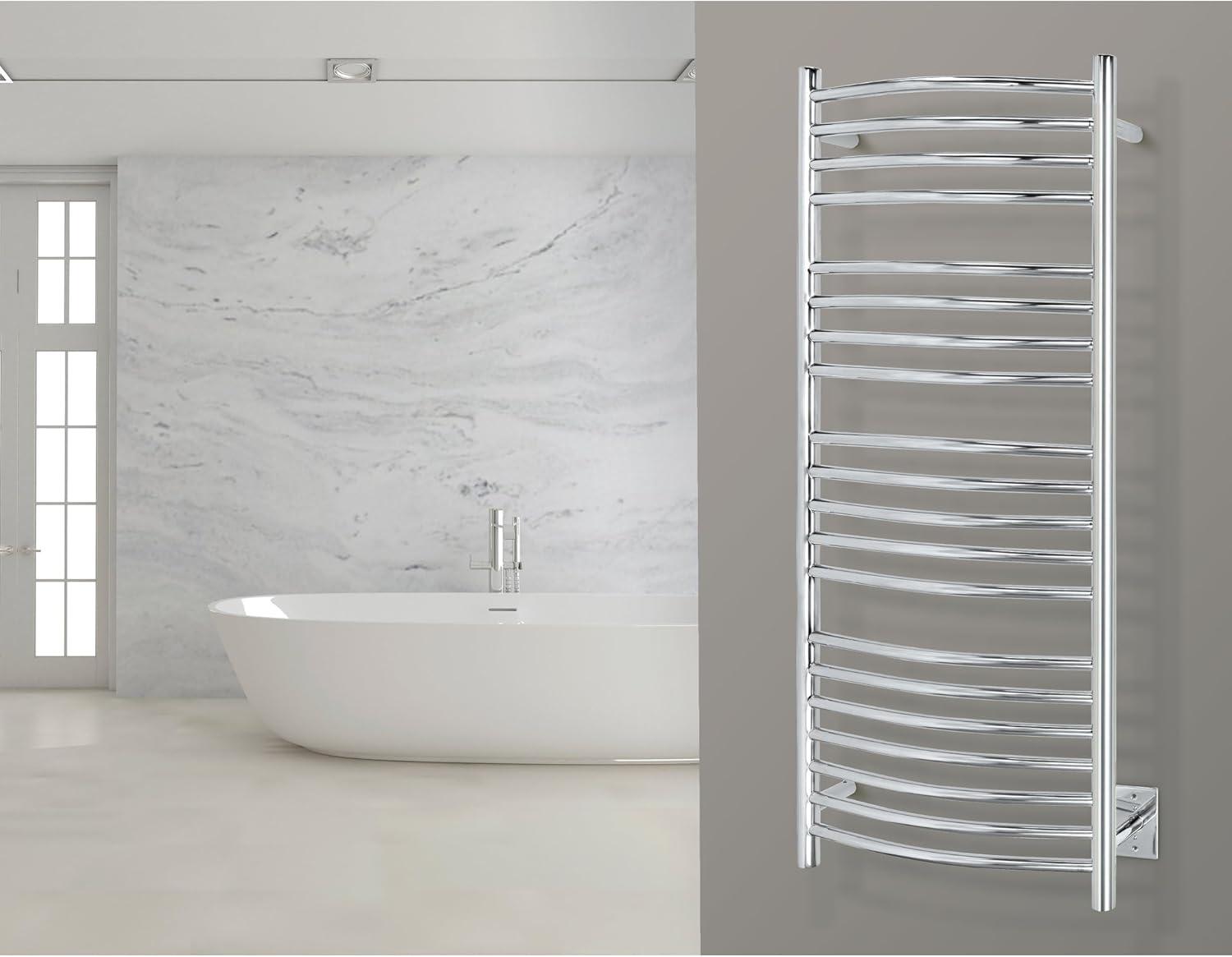 Heated Towel Rack, 20-Bar Wall Mounted Towel Warmer Polished Stainless Steel for Luxury Spa-Like Comfort in Your Bathroom, Electric Hardwired 190 W (WarmlyYours Bellagio)