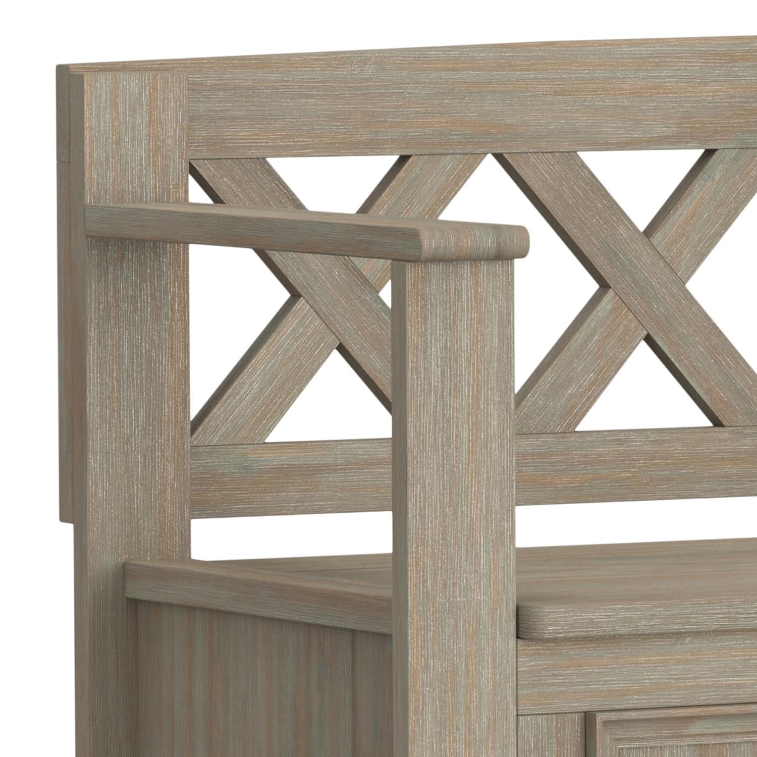 Simpli Home Amherst 48"W Solid Wood Entryway Storage Bench with Lift-Top Lid and Dual Compartments
