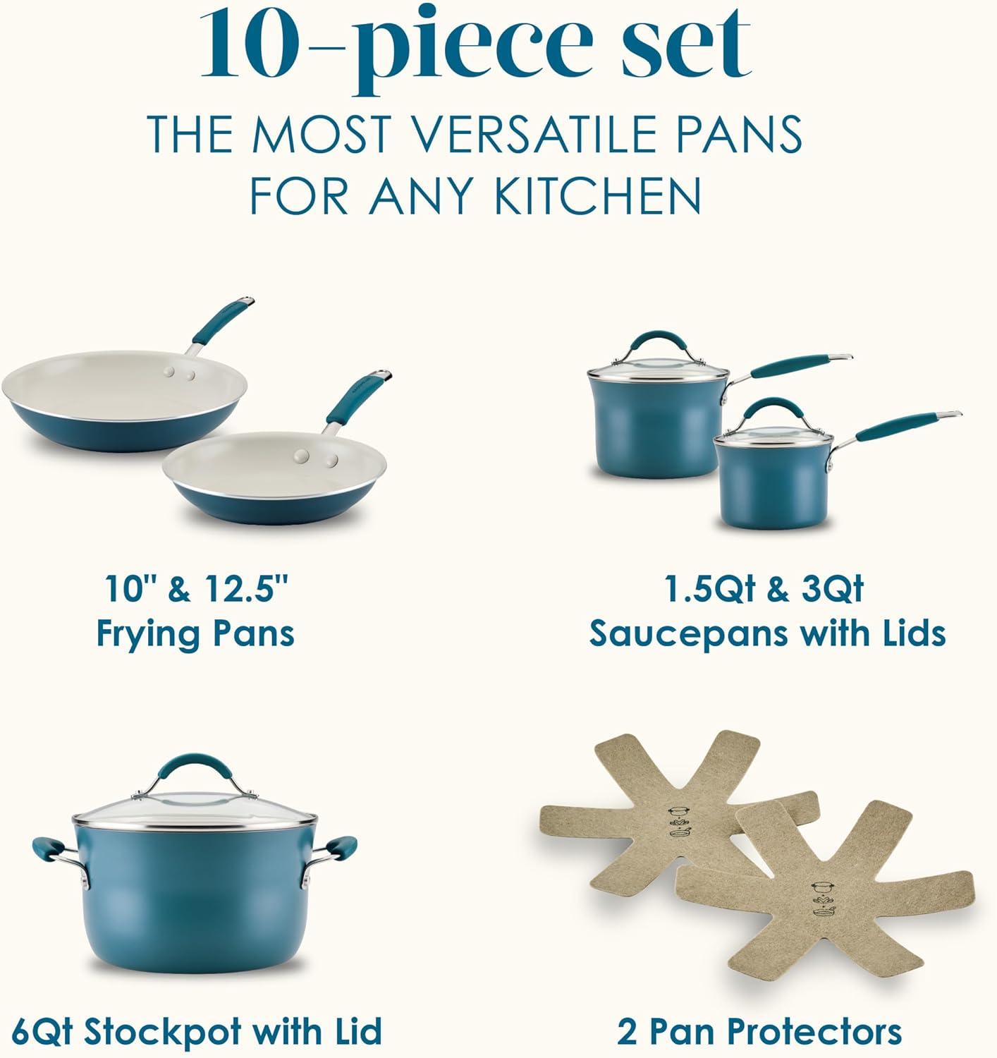 Rachael Ray Rachael Ray Cucina Ceramic Nonstick Cookware Pots And Pans Set, 10 Piece