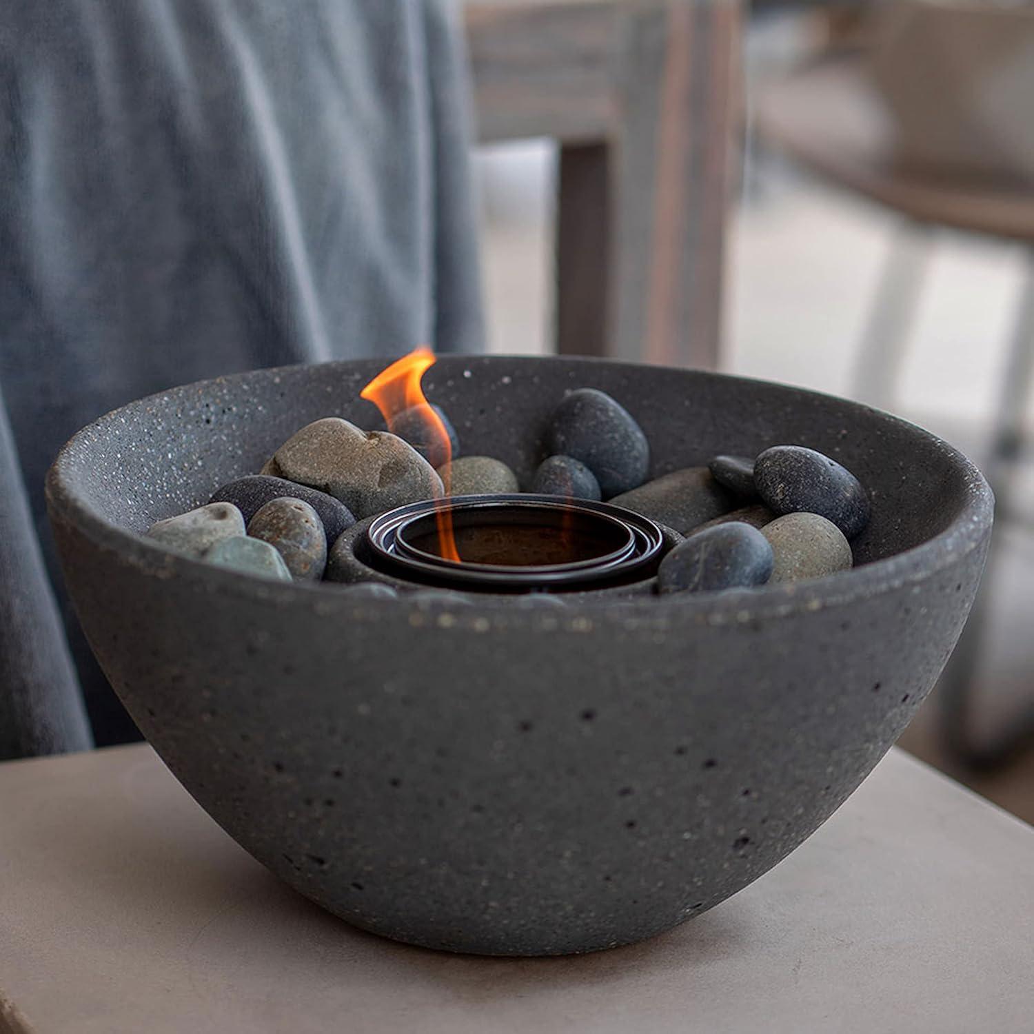 TerraFlame Geo Table Top Fire Bowl Gel Fuel - Stone Cast - Sand