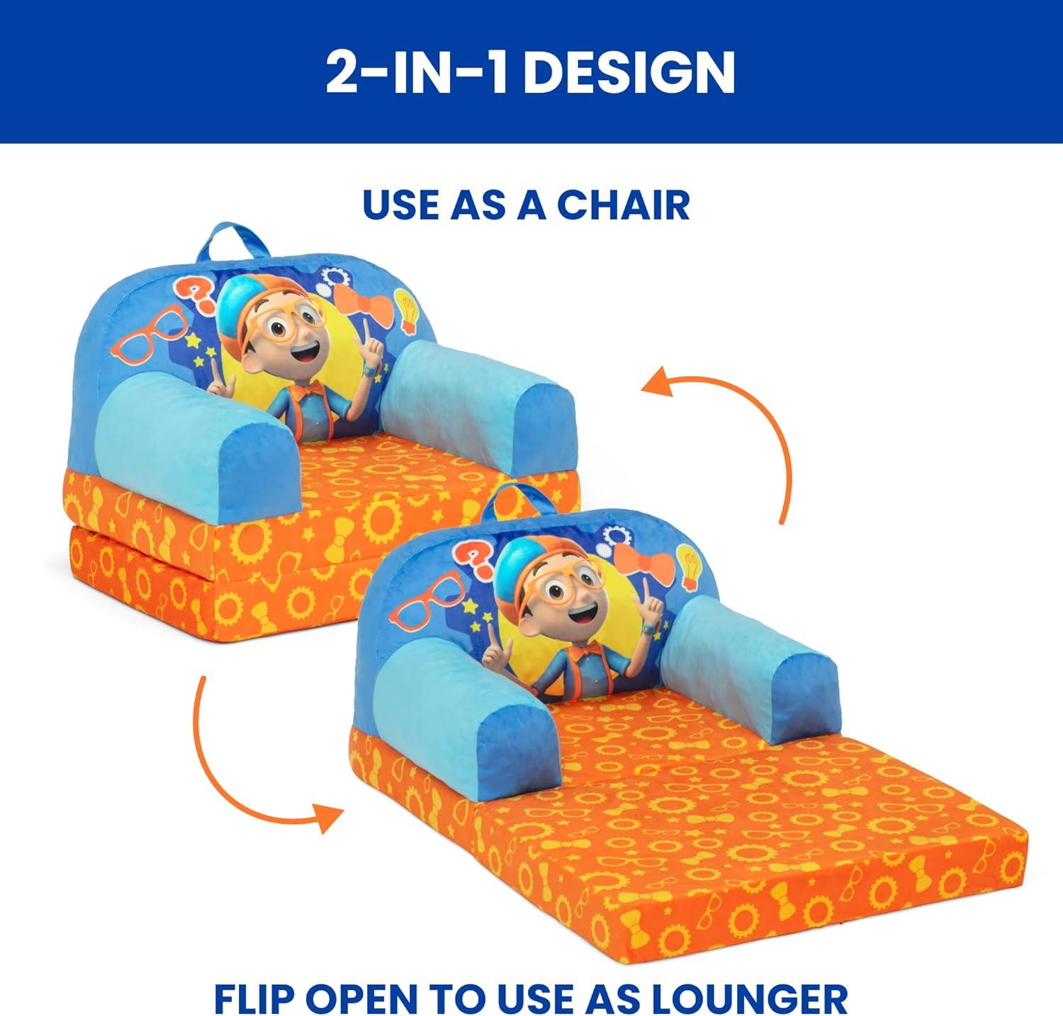 Blippi Cozee Buddy Flip-Out Chair by Delta Children, Blue