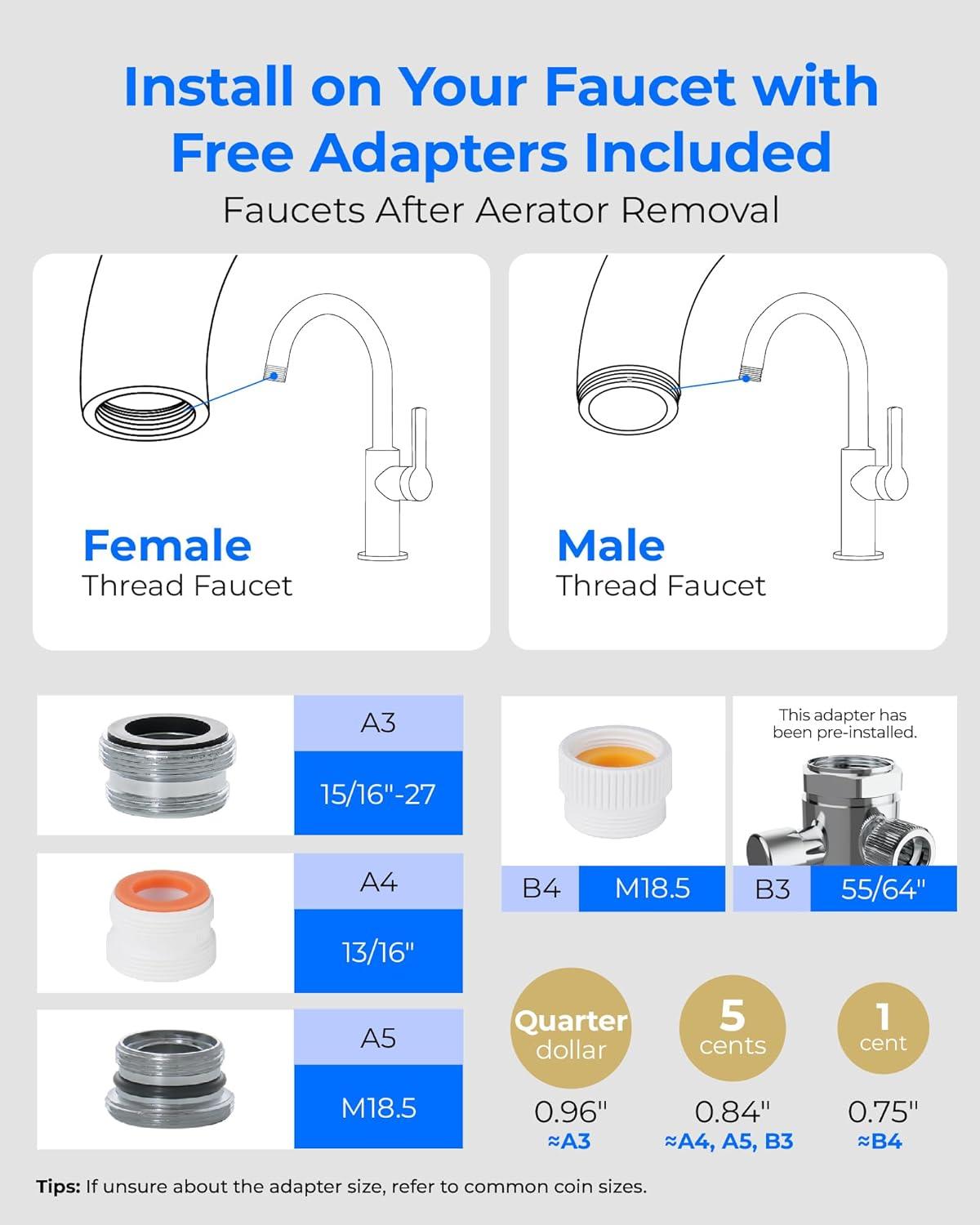 Stainless Steel Countertop Filter System, Faucet Water Filter