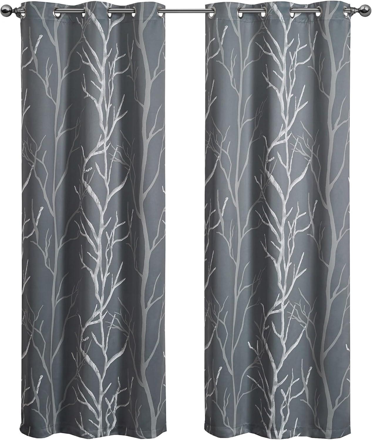 VCNY Home Kingdom Grey Branch Grommet Blackout Curtain, 40" x 95"