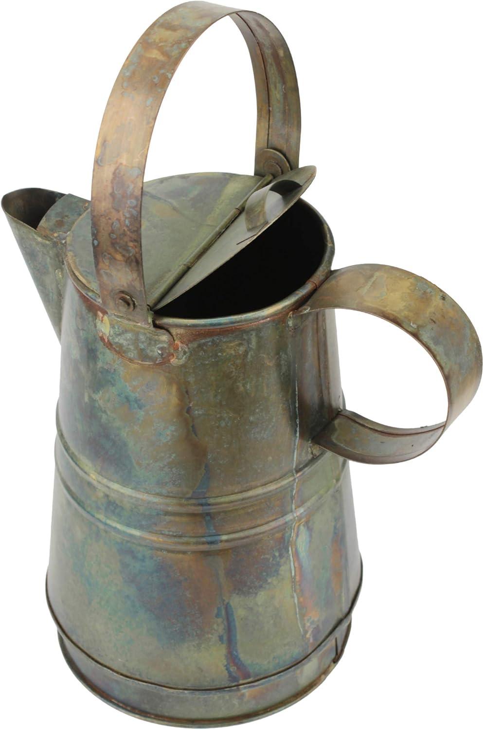 7.5 Inch Rustic Weathered Metal Pitcher with Handles