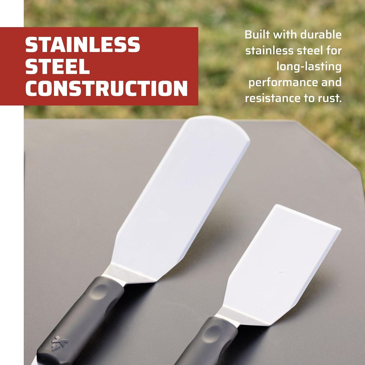 Camp Chef Griddle Essentials Kit - Flat-Top Griddle Accessories Include 2 Grill Spatulas, Grilling Tongs, Grill Scraper, 2 Squeeze Bottles & Magnetic Bottle Holder