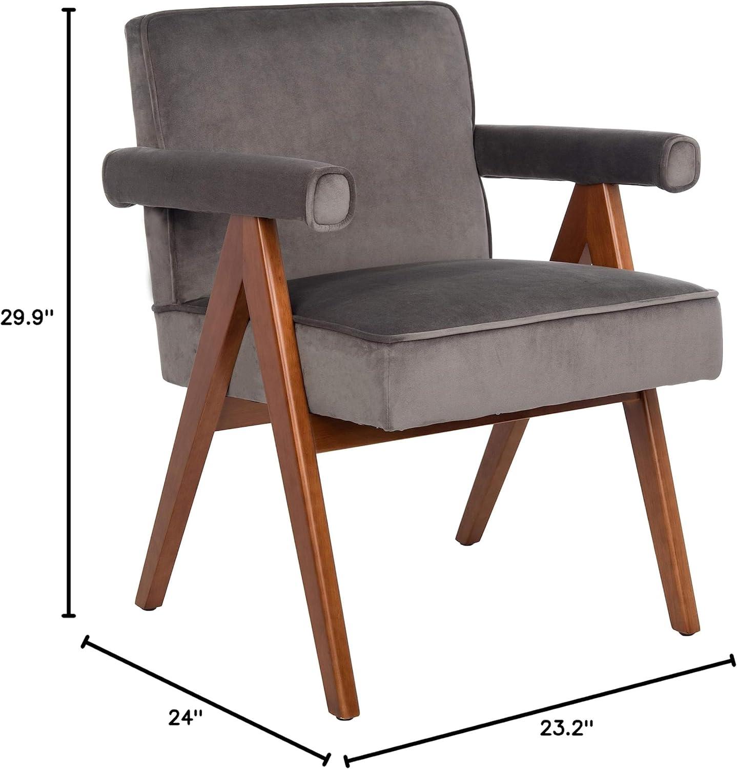 Suri Mid Century Arm Chair - ACH4508 - Dark Grey/Walnut - Safavieh