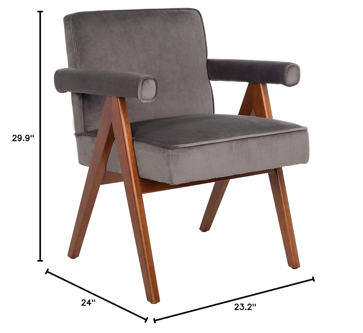Suri Mid Century Arm Chair - ACH4508 - Dark Grey/Walnut - Safavieh