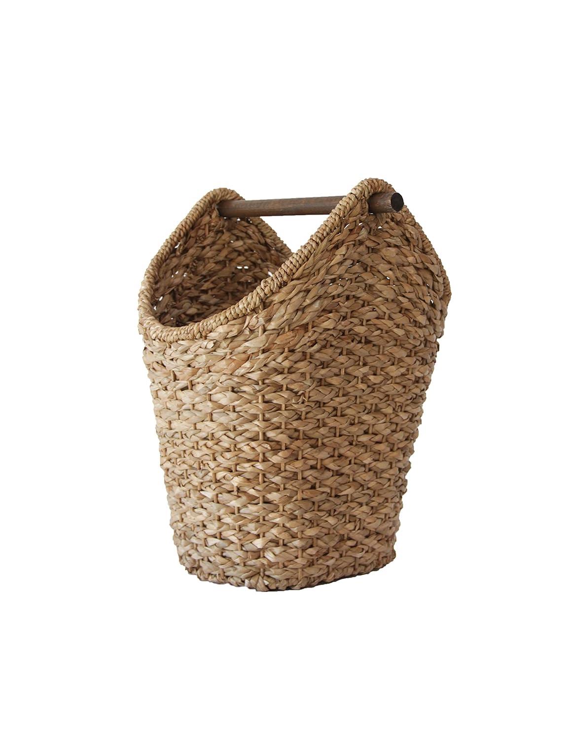 Desert Fields Bankuan Braided Oval Toilet Paper Basket with Wood Bar