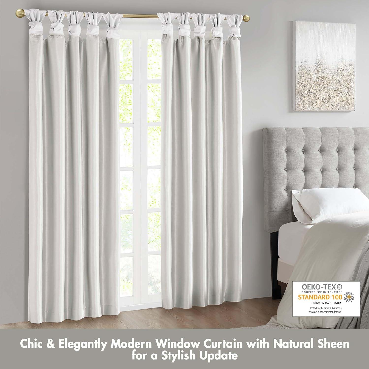 Emilia Faux Silk Twist Tab Total Blackout Window Curtain Panel