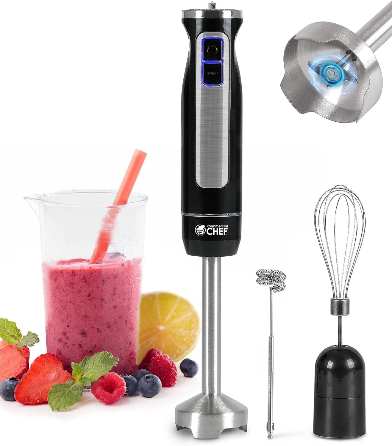 Commercial Black Stainless Steel Immersion Hand Blender with Variable Speed