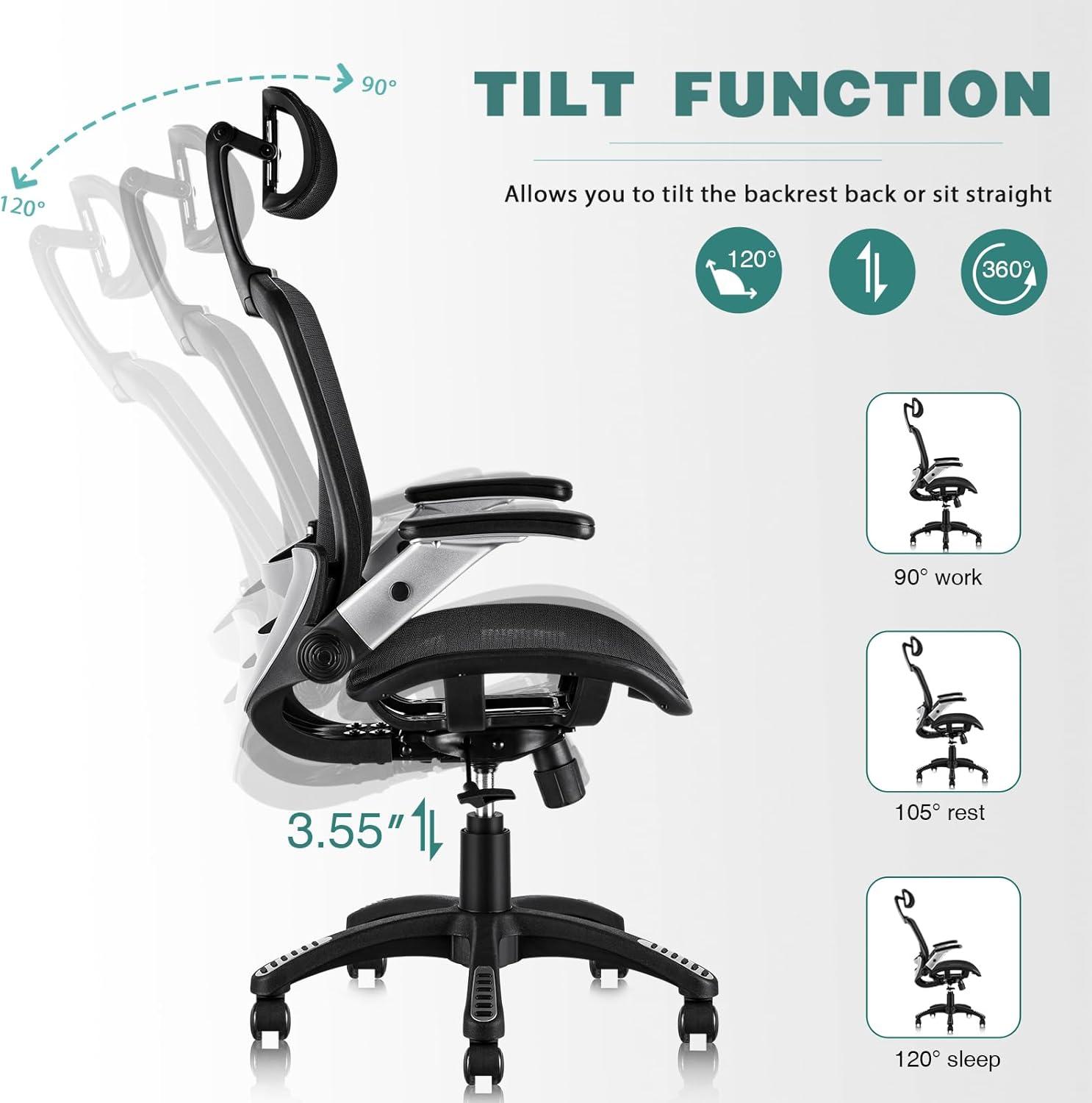 Black Ergonomic High Back Mesh Swivel Office Chair with Adjustable Arms