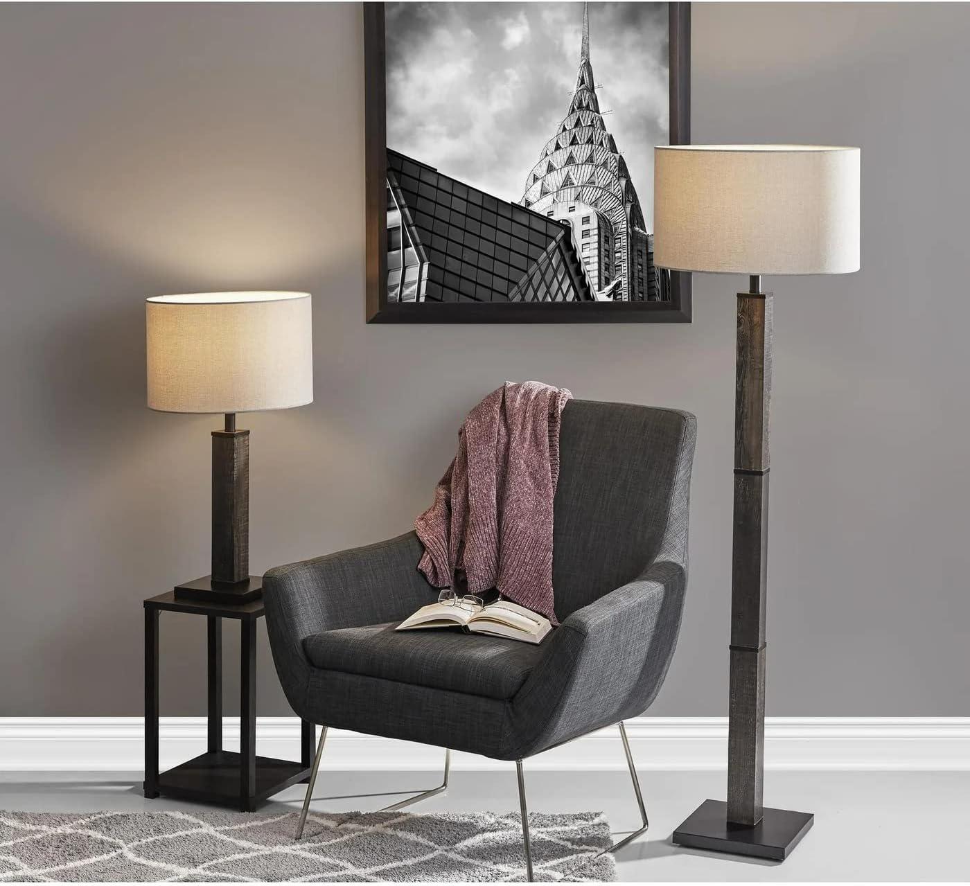 Black and Gray 61.5" Rustic Modern Floor Lamp