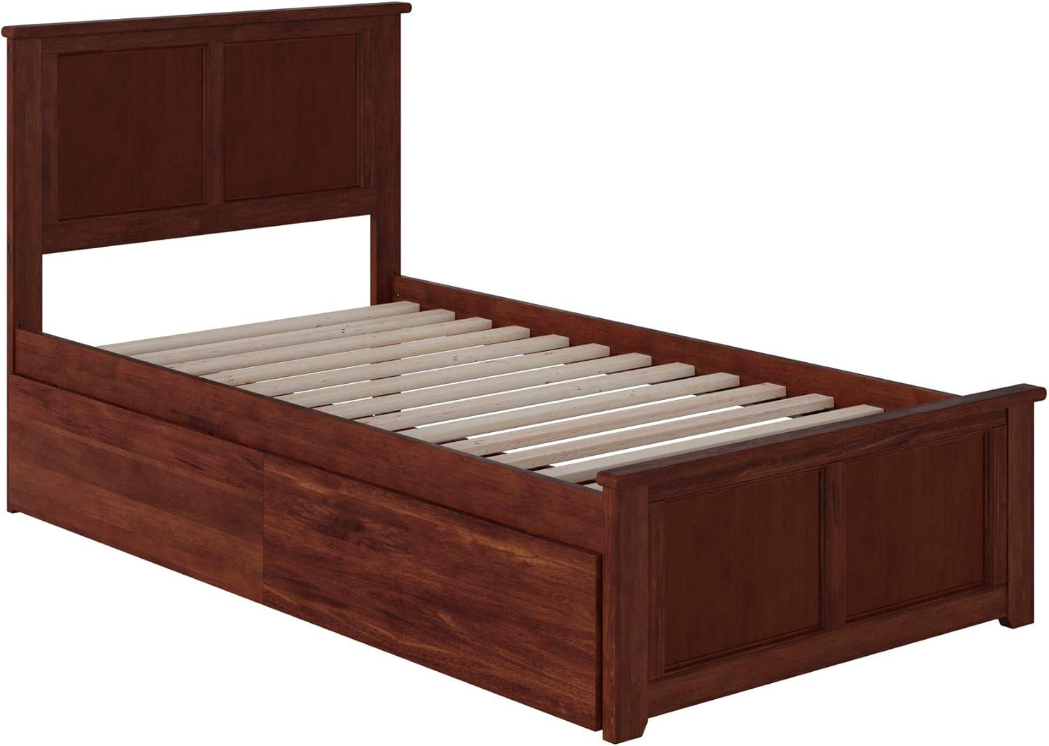 HomeStock City Chic Platform Bed With Matching Foot Board With 2 Urban Bed Drawers,walnut