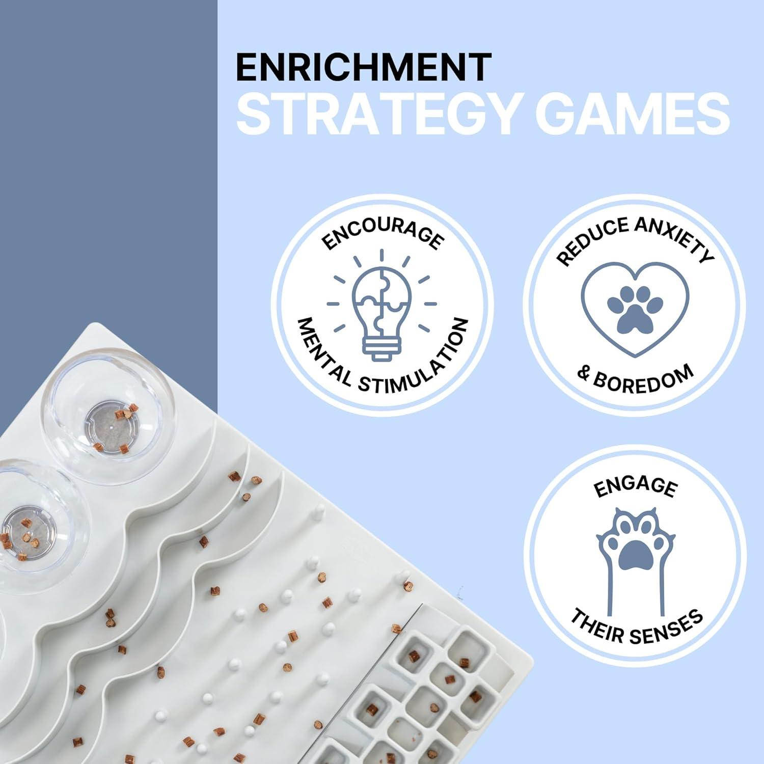 TRIXIE TRIXIE Fun Board Strategy Game for Cats, Puzzle Toy, Treat Dispenser, Interactive Play, White
