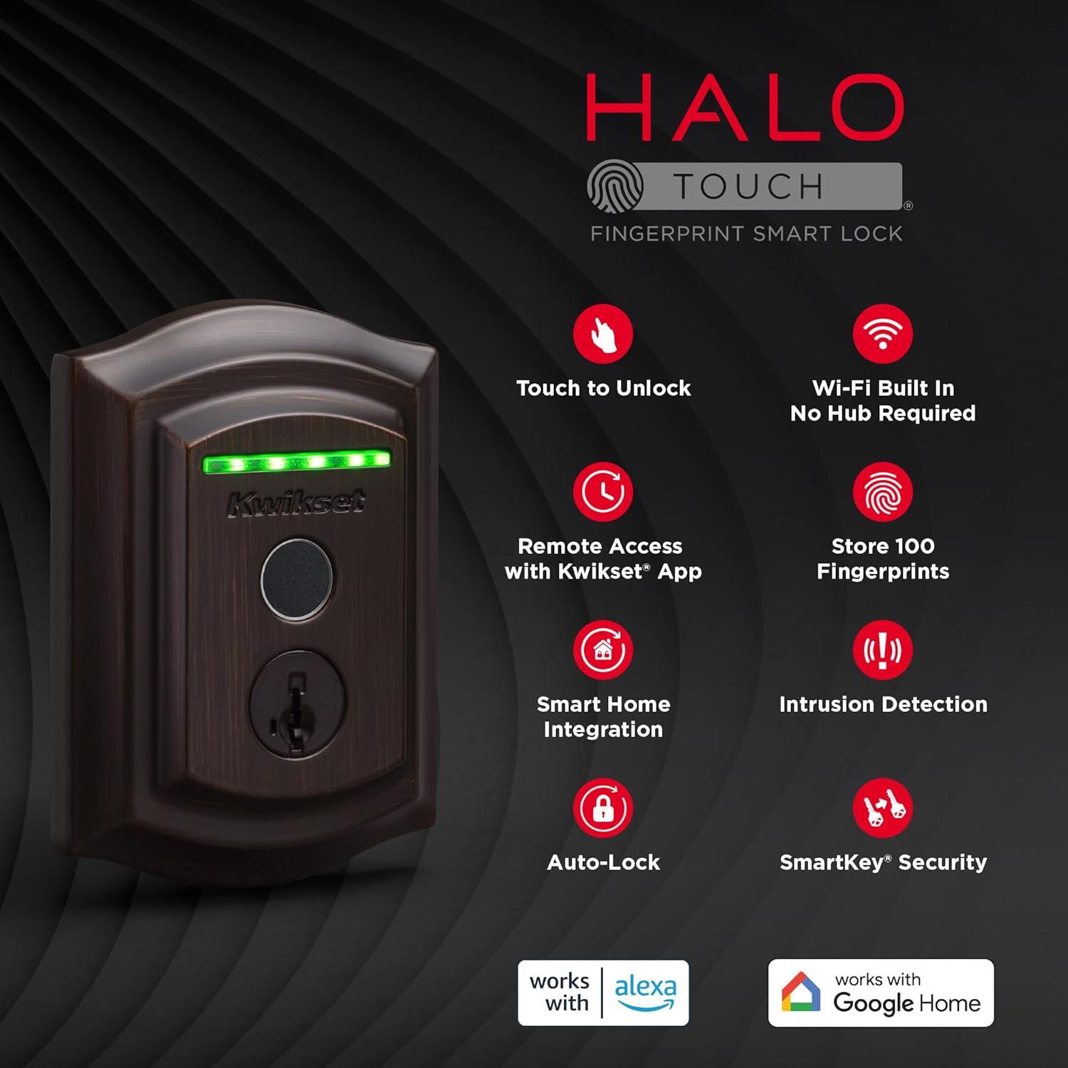 Halo Single Cylinder Keyless Electronic Smart Lock Deadbolt