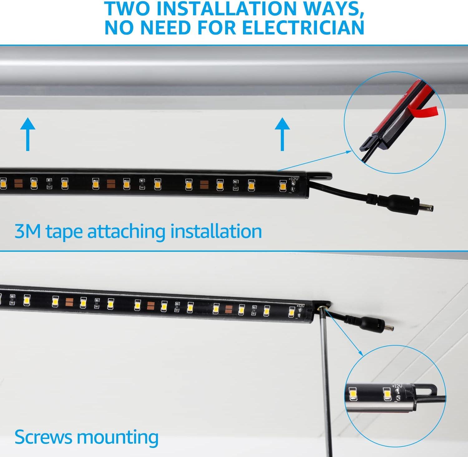 6×12 Inch Linkable Safe Lighting Bars Kit, "V"-Shape, 5000K Daylight, Manual Switch