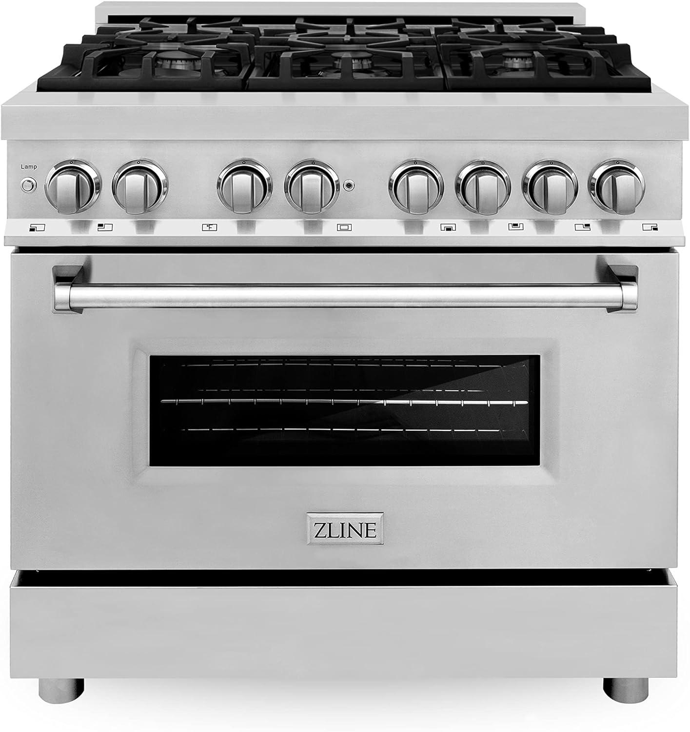 ZLINE 36 Inch Professional Dual Fuel Gas Range Electric Oven, Stainless Steel