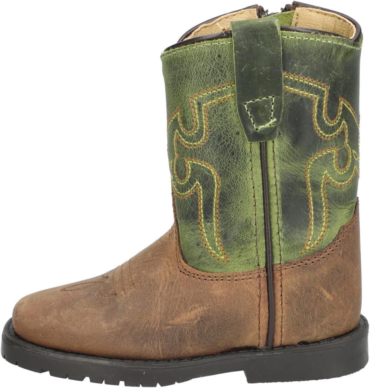 Toddler Unisex Casual Western Boot with Side Zip in Green Crackle