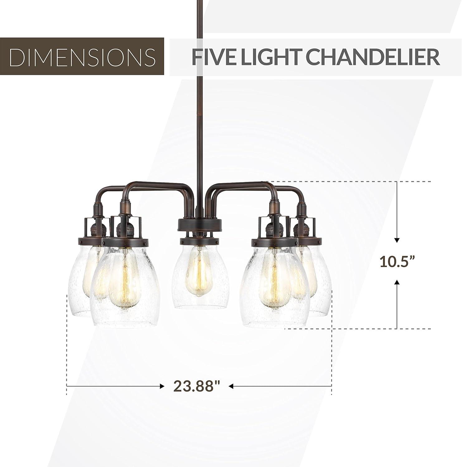 Brushed Nickel 5-Light Chandelier with Clear Seeded Glass Shades