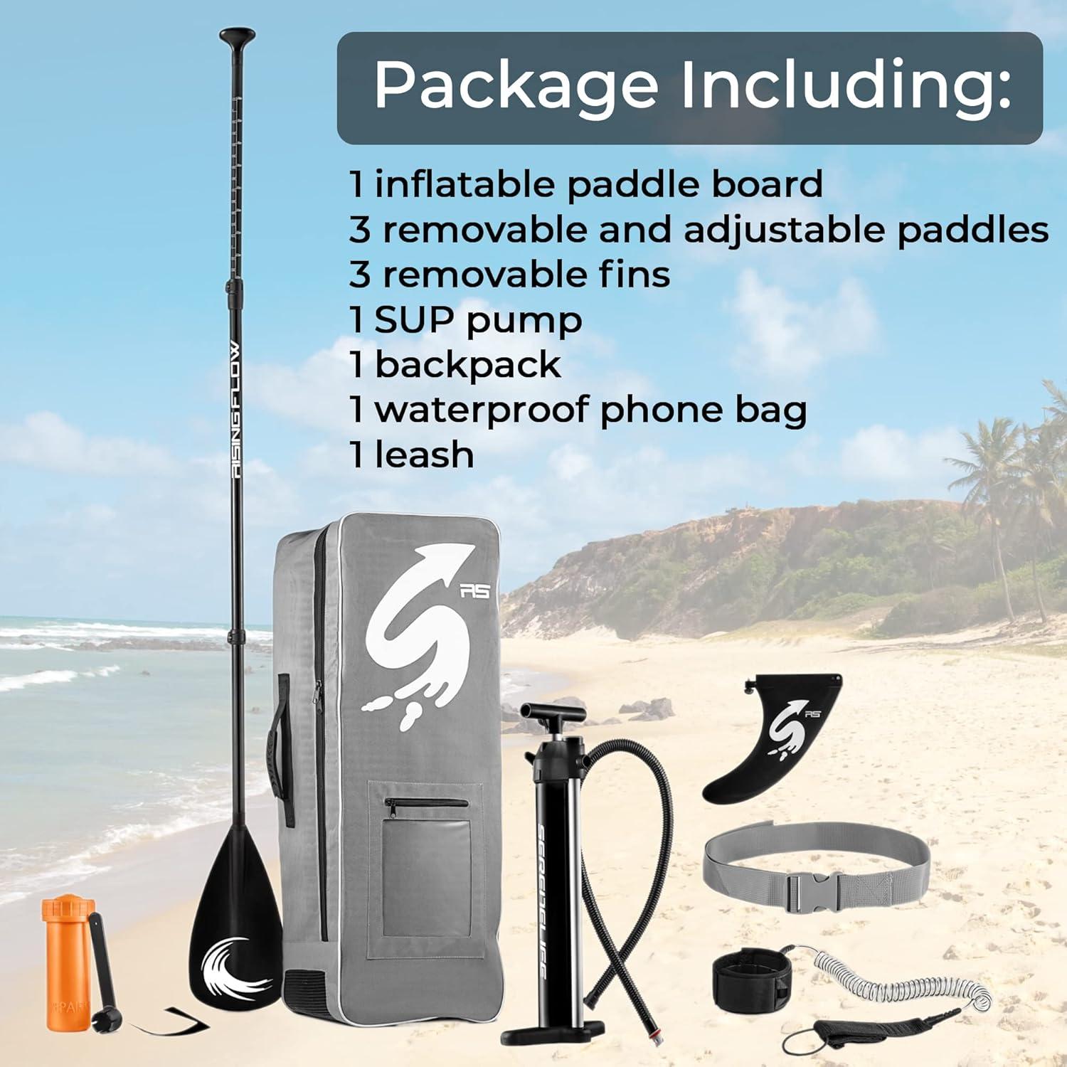 SereneLife Serenelife Inflatable Stand Up Paddle Board (6 Inches Thick) With Premium SUP Accessories & Carry Bag | Wide Stance, Bottom Fin For Paddling, Surf Control, Non-Slip Deck | Youth & Adult Standing Boat SLSUPB754